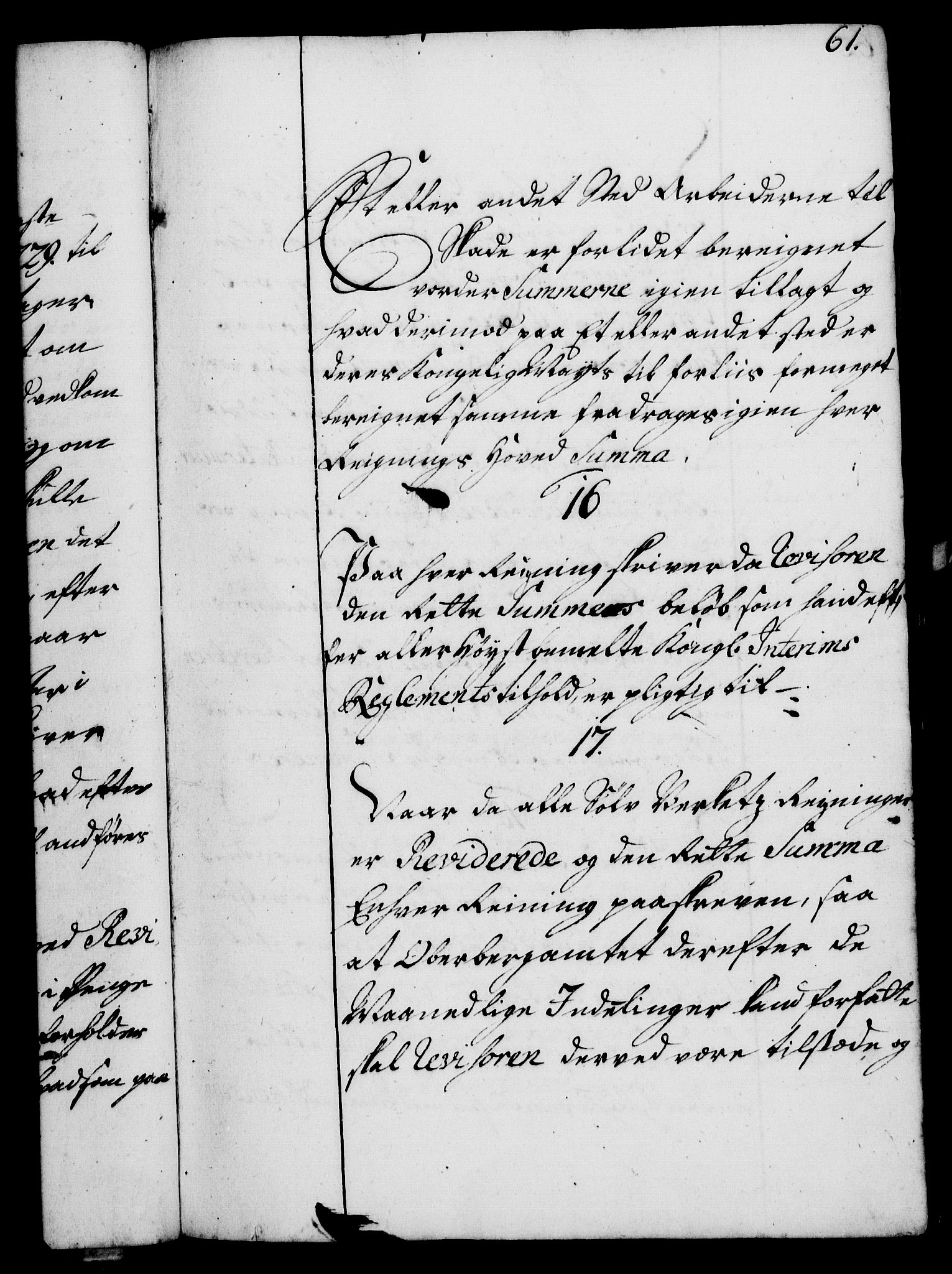 Rentekammeret, Kammerkanselliet, RA/EA-3111/G/Gg/Ggi/L0002: Norsk instruksjonsprotokoll med register (merket RK 53.35), 1729-1751, p. 61