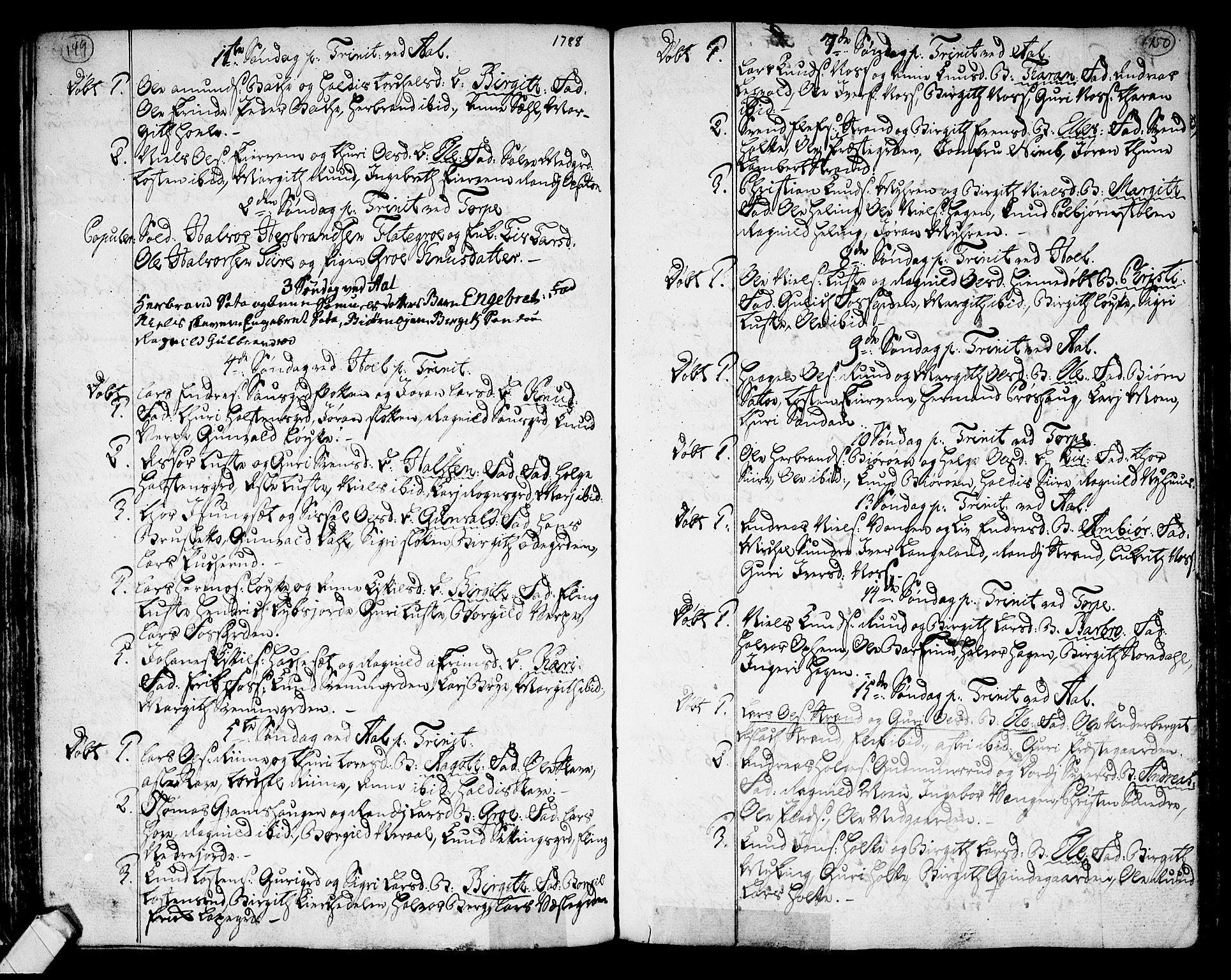 Ål kirkebøker, AV/SAKO-A-249/F/Fa/L0002: Parish register (official) no. I 2, 1771-1806, p. 149-150