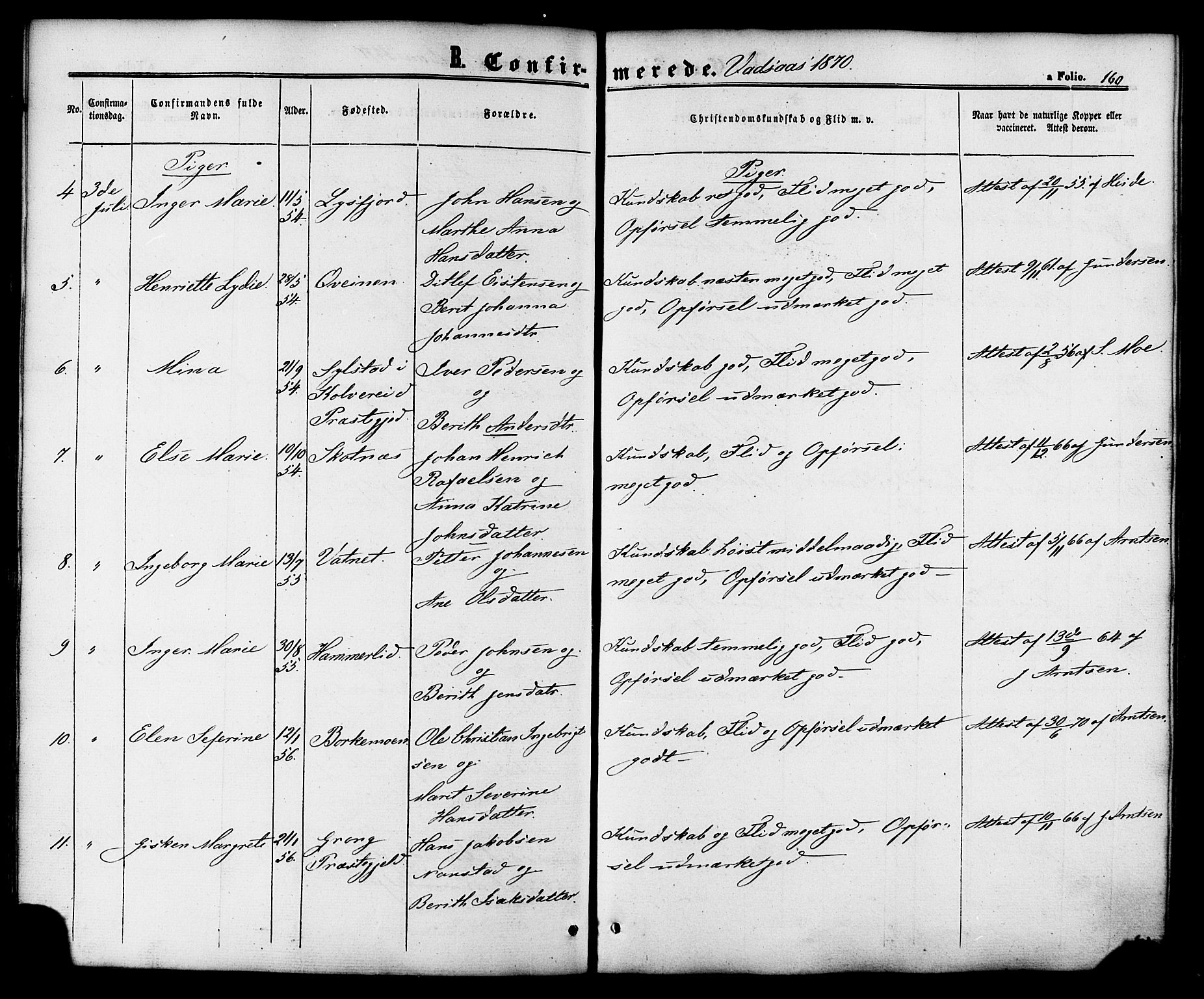 Ministerialprotokoller, klokkerbøker og fødselsregistre - Nordland, SAT/A-1459/810/L0146: Parish register (official) no. 810A08 /1, 1862-1874, p. 160