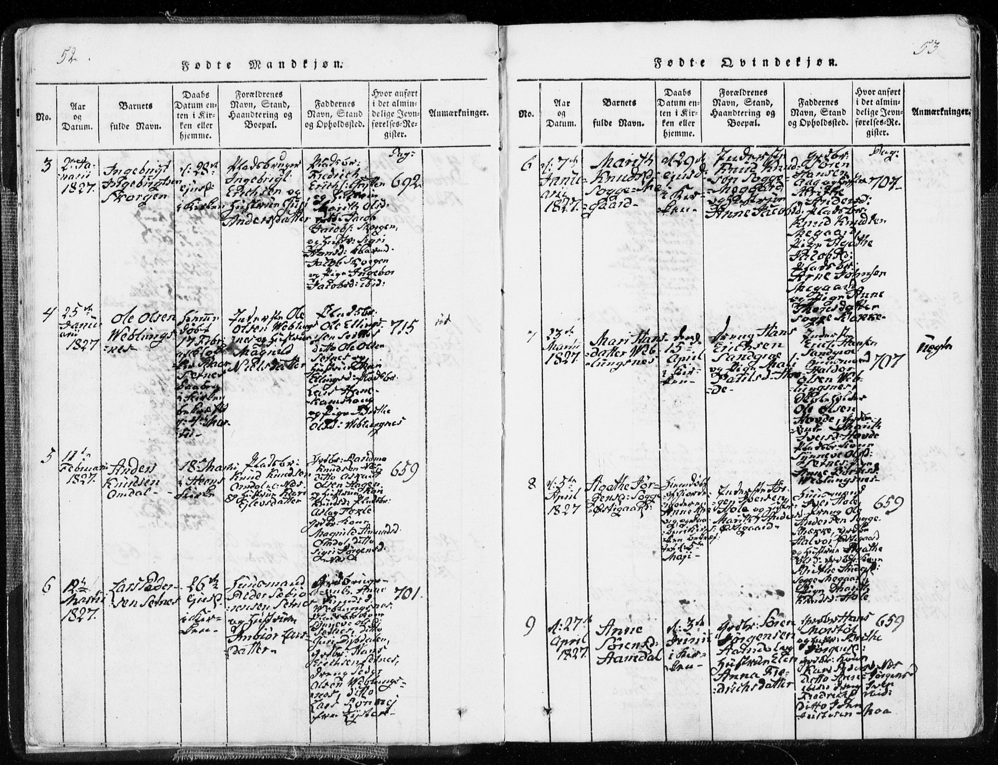 Ministerialprotokoller, klokkerbøker og fødselsregistre - Møre og Romsdal, SAT/A-1454/544/L0571: Parish register (official) no. 544A04, 1818-1853, p. 52-53