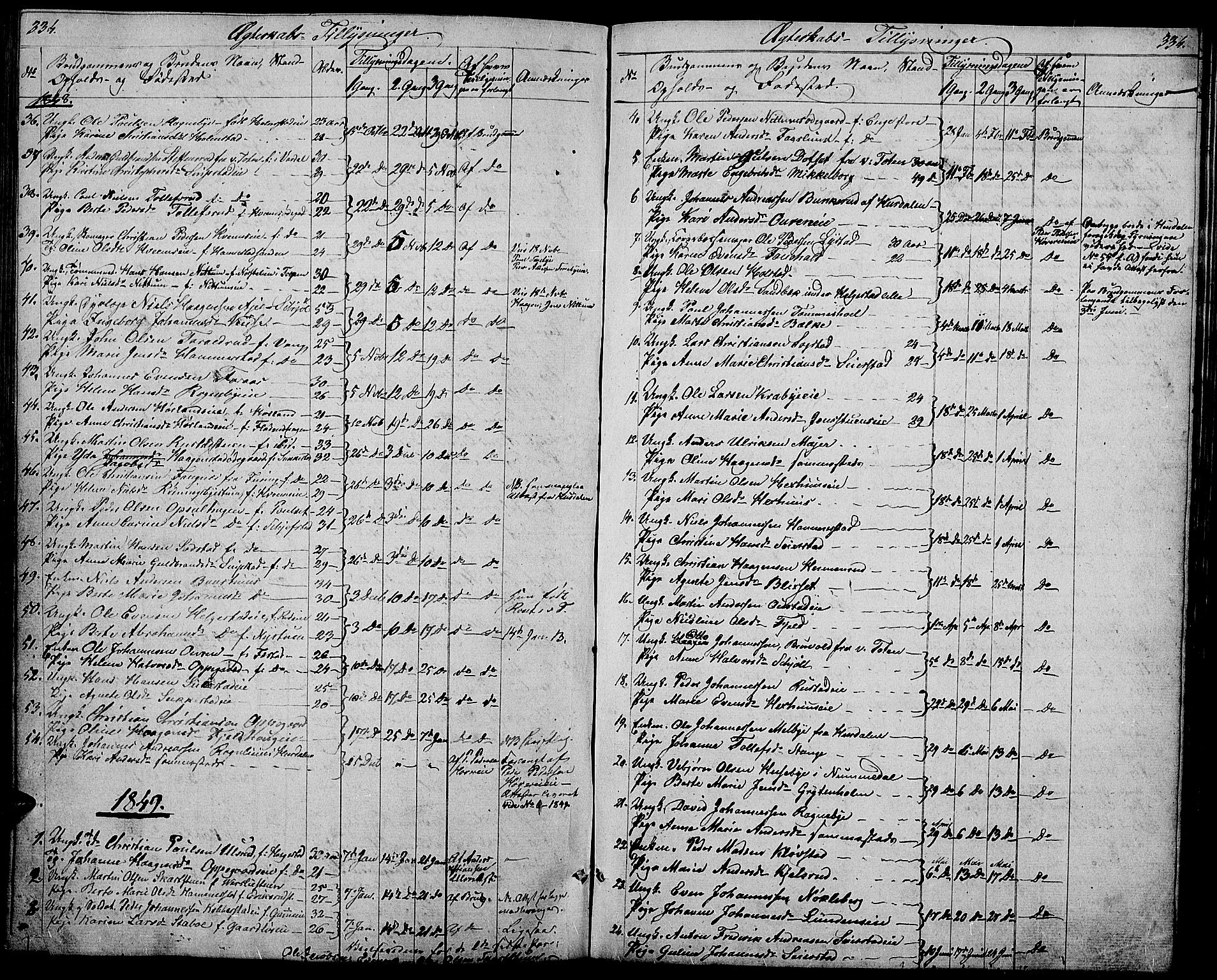 Østre Toten prestekontor, SAH/PREST-104/H/Ha/Hab/L0003: Parish register (copy) no. 3, 1848-1857, p. 334