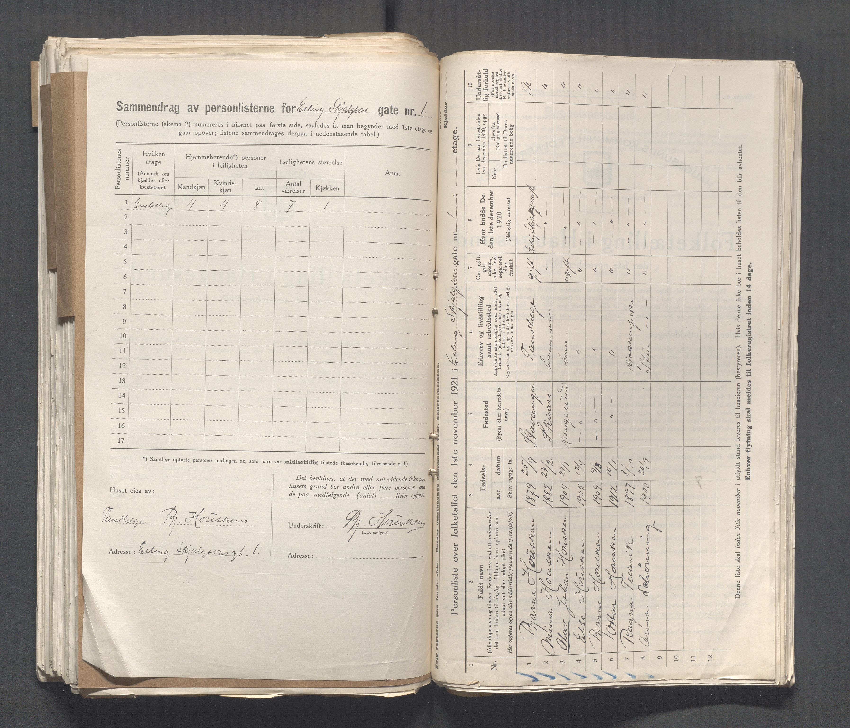 IKAR, Local census 1.11.1921 for Haugesund, 1921, p. 696