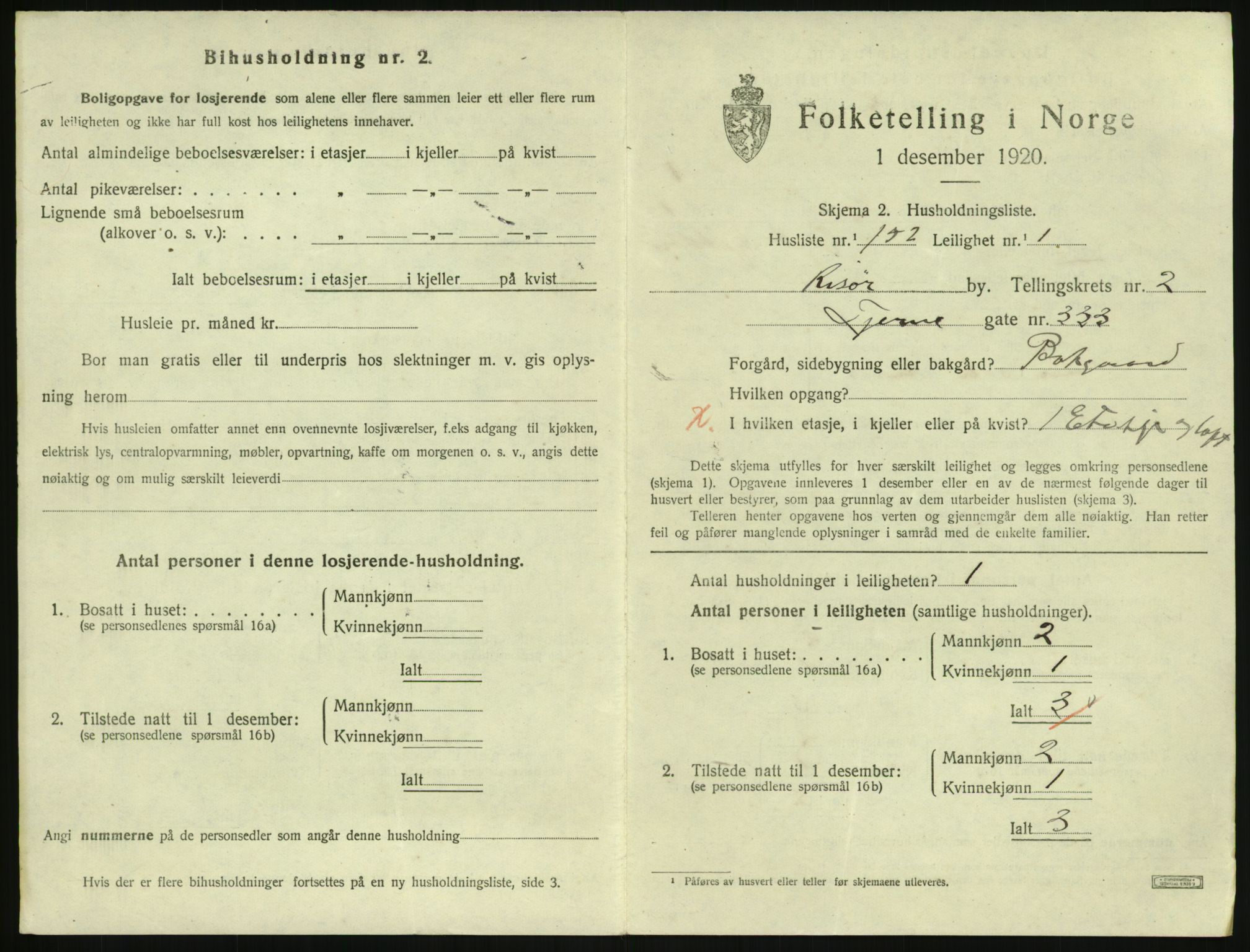 SAK, 1920 census for Risør, 1920, p. 2387