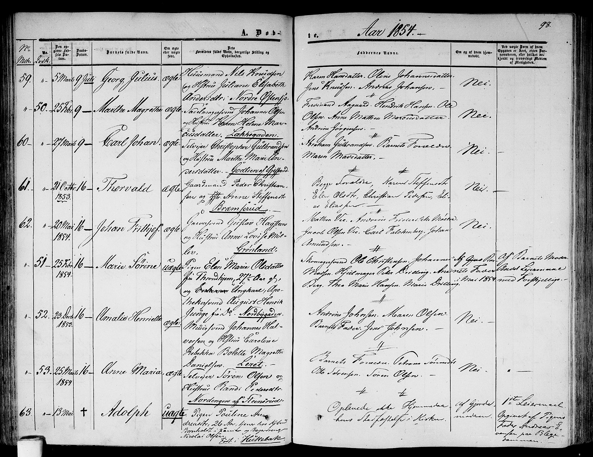 Gamlebyen prestekontor Kirkebøker, AV/SAO-A-10884/F/Fa/L0004: Parish register (official) no. 4, 1850-1857, p. 98