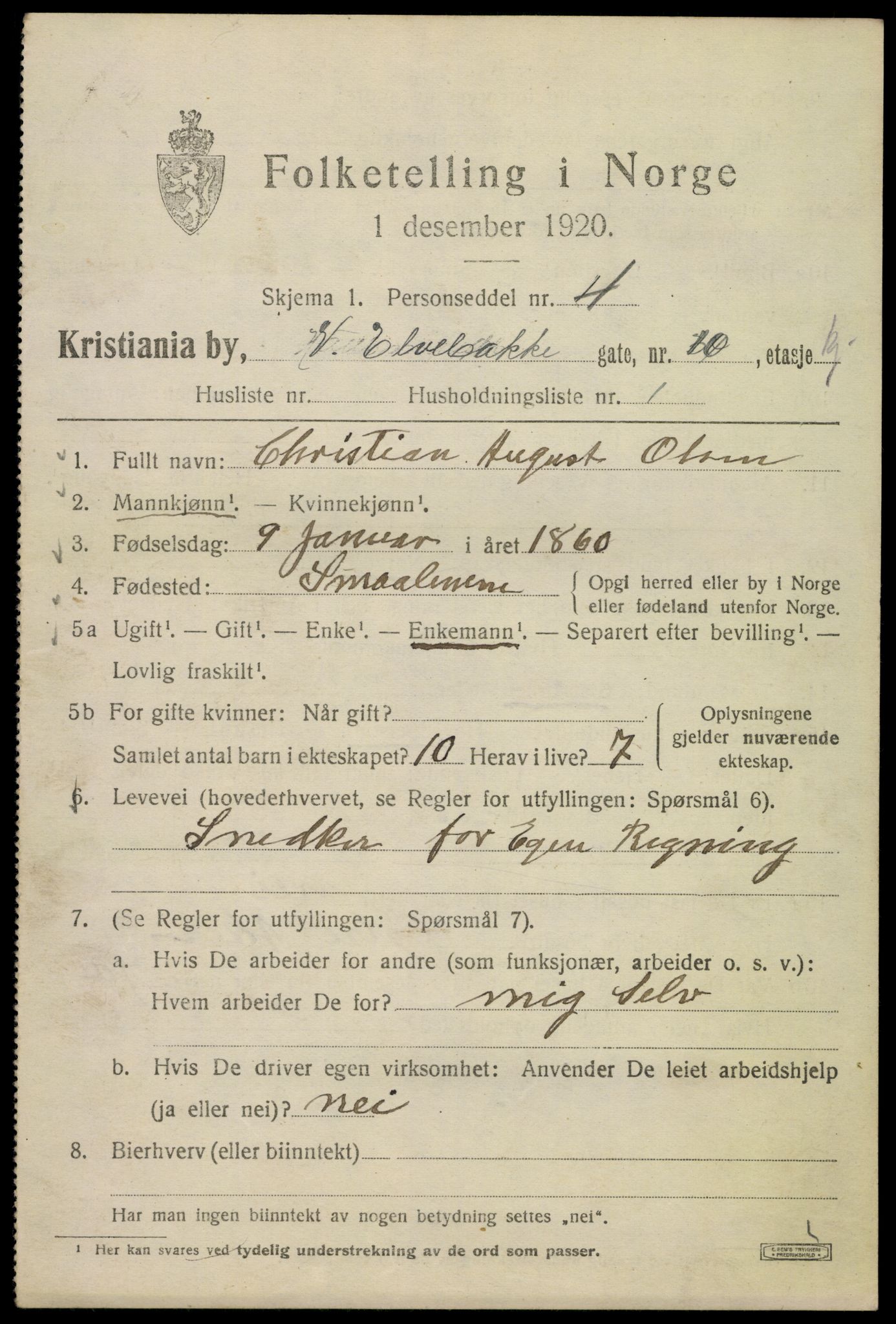 SAO, 1920 census for Kristiania, 1920, p. 631875