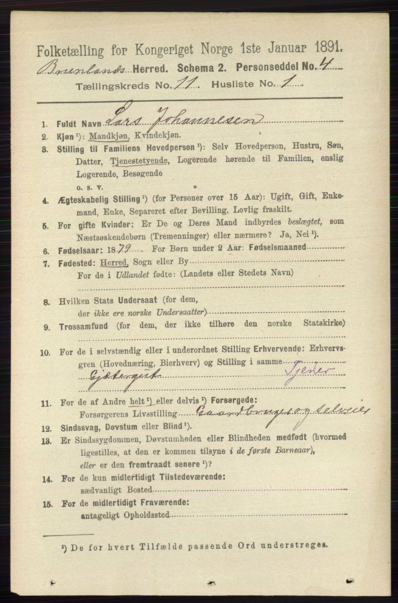 RA, 1891 census for 0726 Brunlanes, 1891, p. 5367