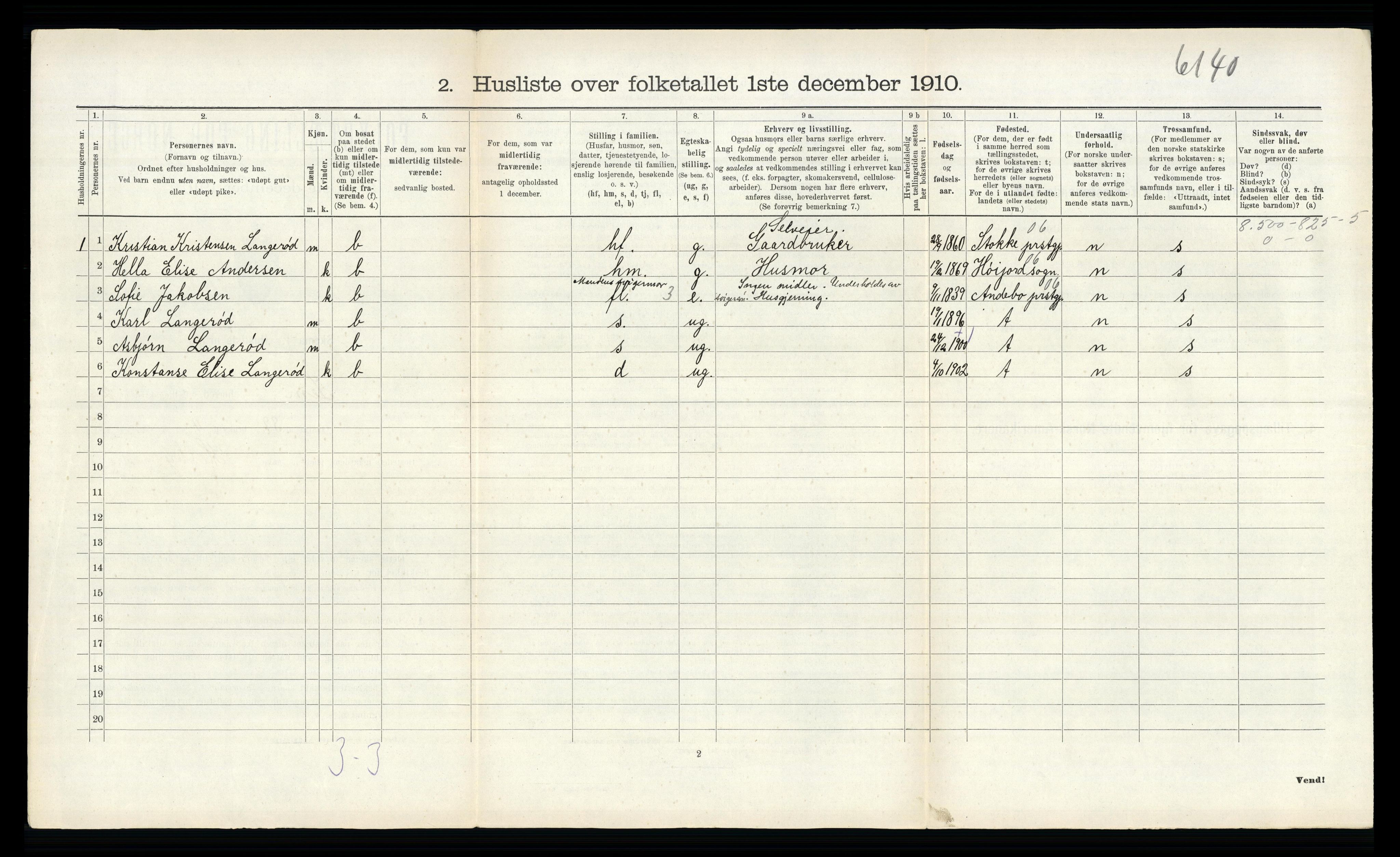 RA, 1910 census for Sem, 1910, p. 225