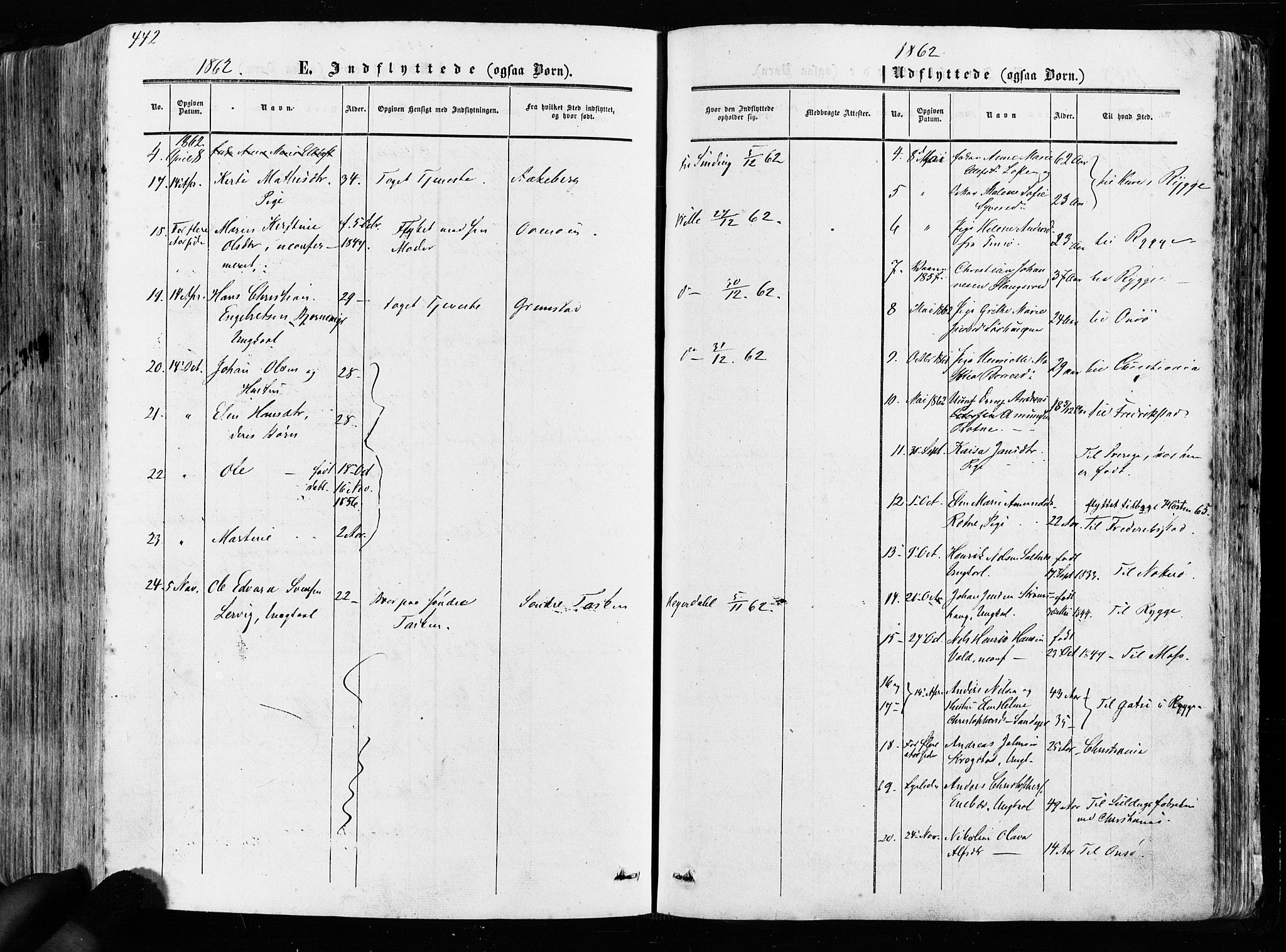 Råde prestekontor kirkebøker, AV/SAO-A-2009/F/Fa/L0006: Parish register (official) no. 6, 1854-1877, p. 442