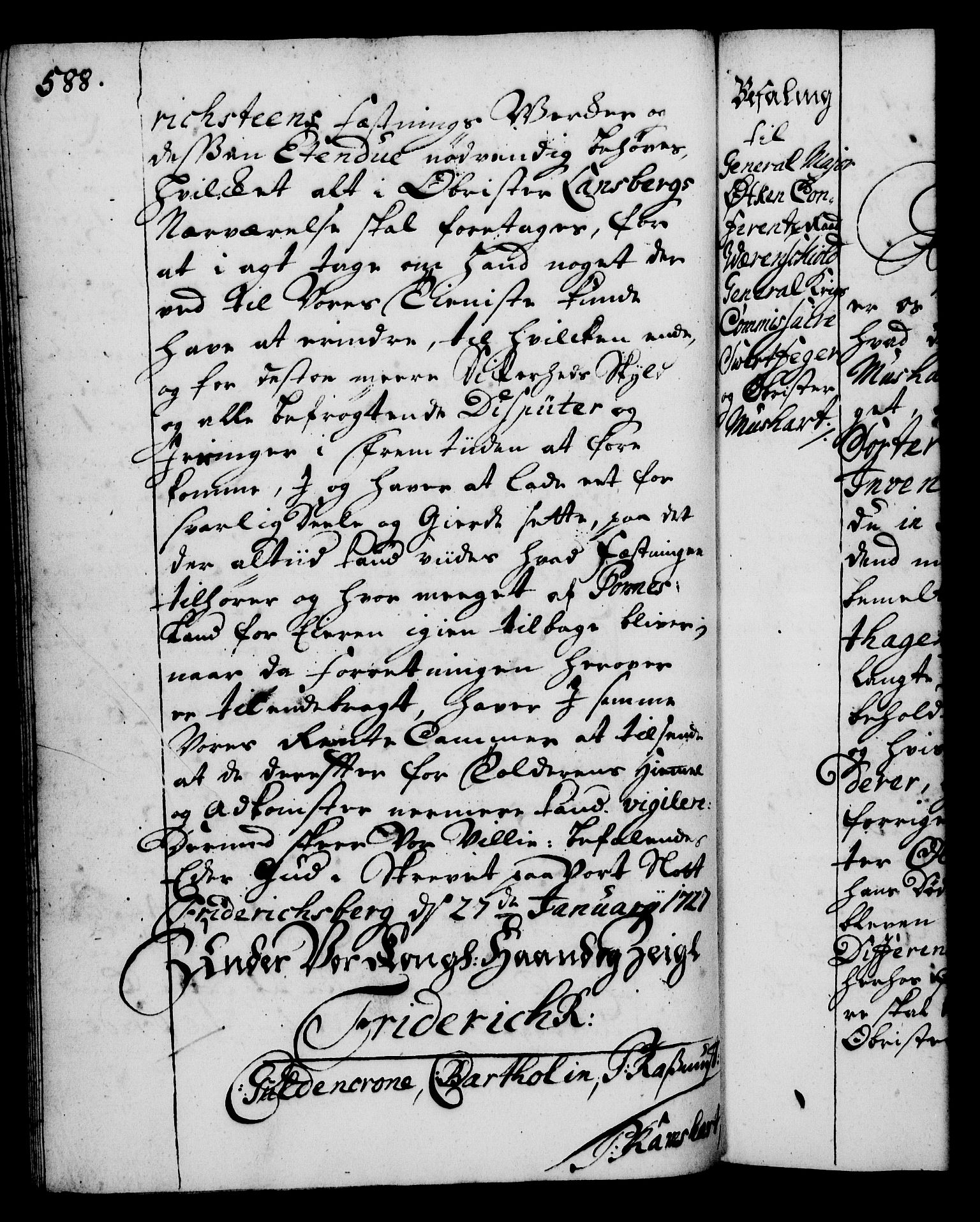 Rentekammeret, Kammerkanselliet, RA/EA-3111/G/Gg/Gga/L0002: Norsk ekspedisjonsprotokoll med register (merket RK 53.2), 1723-1727, p. 588