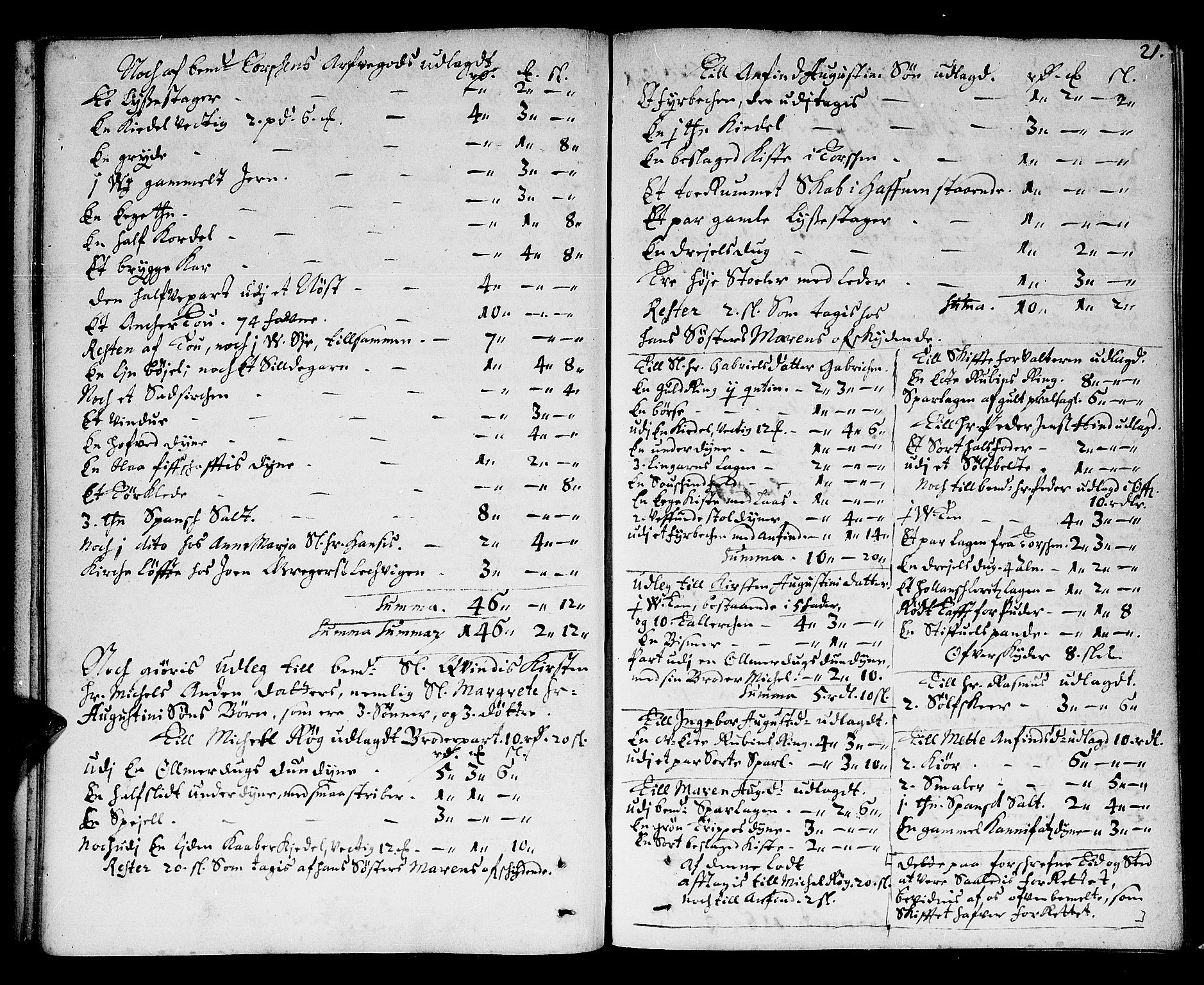 Tromsø/Troms prosti, SATØ/S-1341/F/Fc/L0015: Skifteprotokoll, 1697-1761, p. 20b-21a