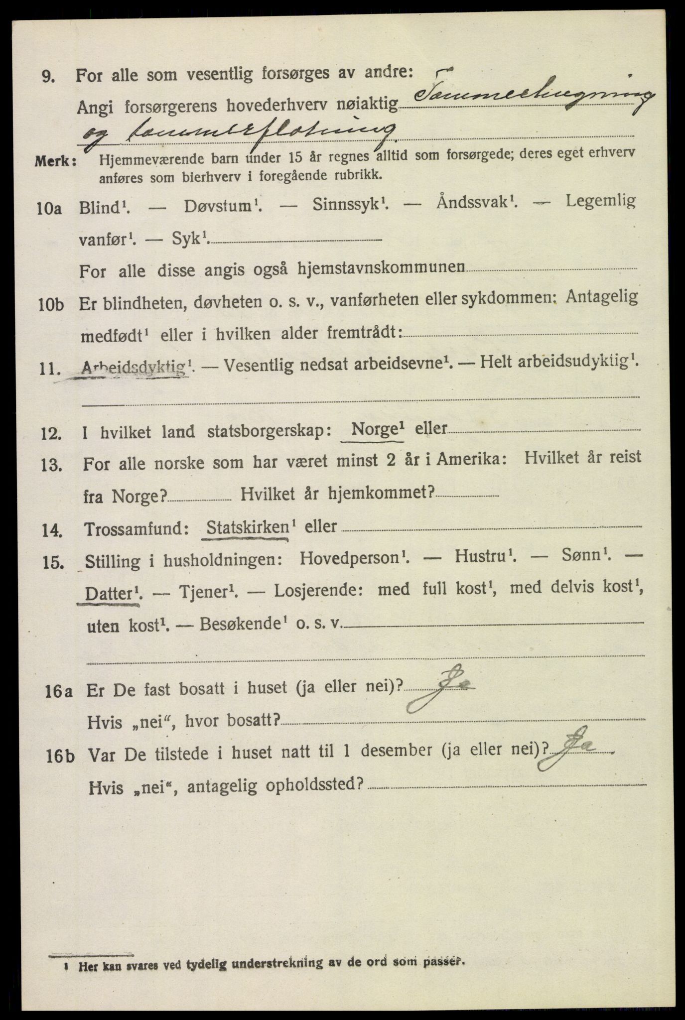 SAH, 1920 census for Trysil, 1920, p. 14986