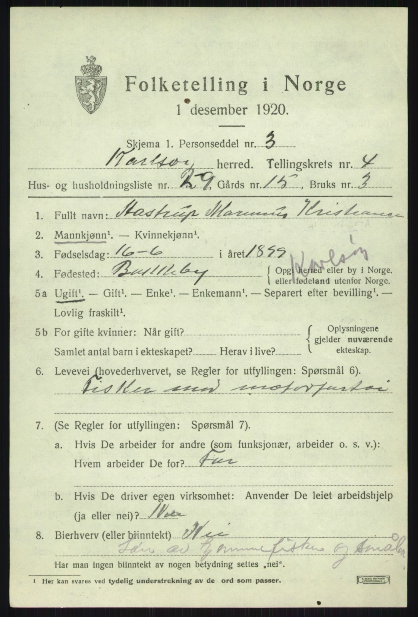 SATØ, 1920 census for Karlsøy, 1920, p. 2071