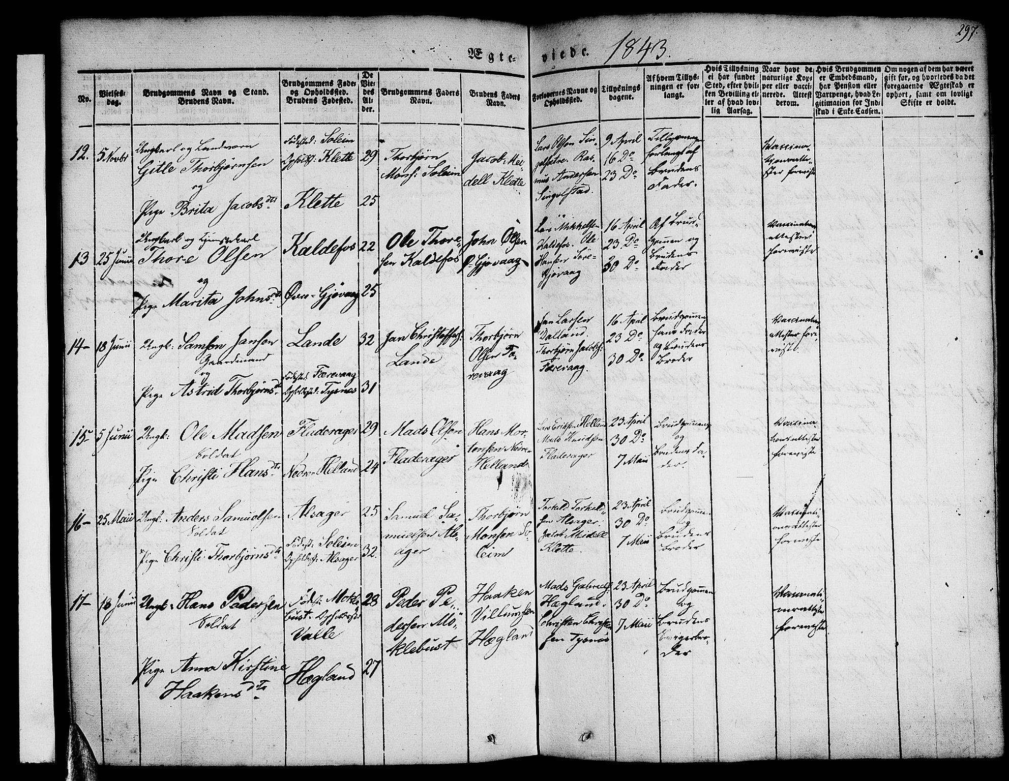 Tysnes sokneprestembete, AV/SAB-A-78601/H/Haa: Parish register (official) no. A 9, 1837-1848, p. 297