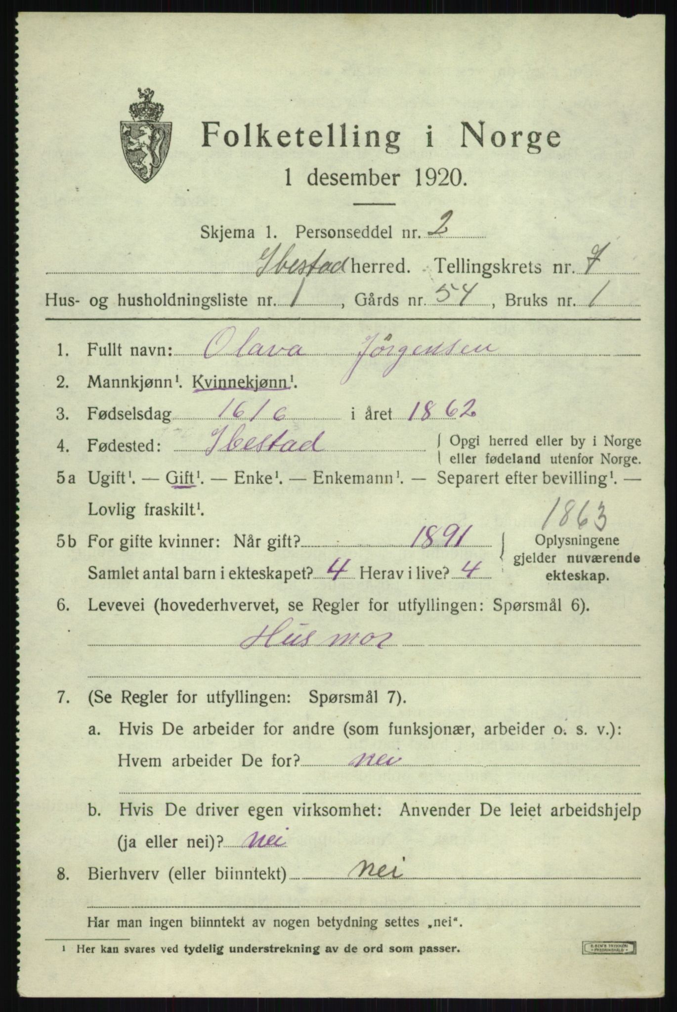 SATØ, 1920 census for Ibestad, 1920, p. 4572