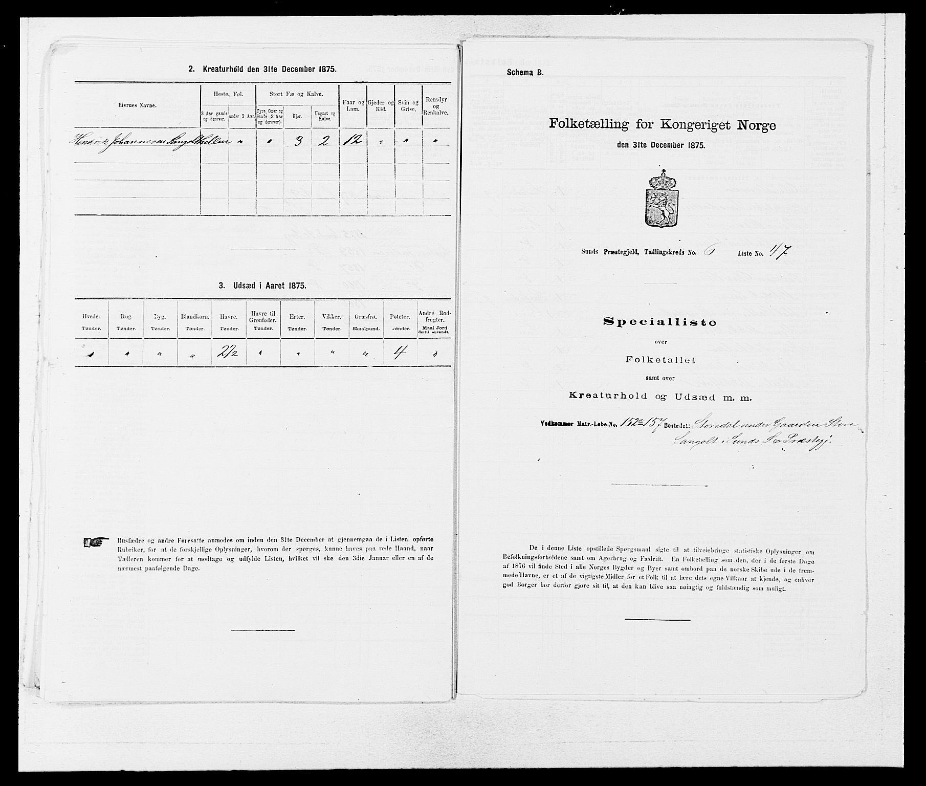 SAB, 1875 census for 1245P Sund, 1875, p. 669