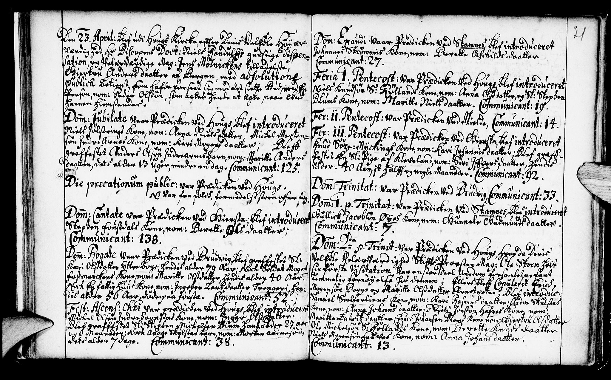 Haus sokneprestembete, AV/SAB-A-75601/H/Haa: Parish register (official) no. A 2, 1707-1709, p. 21