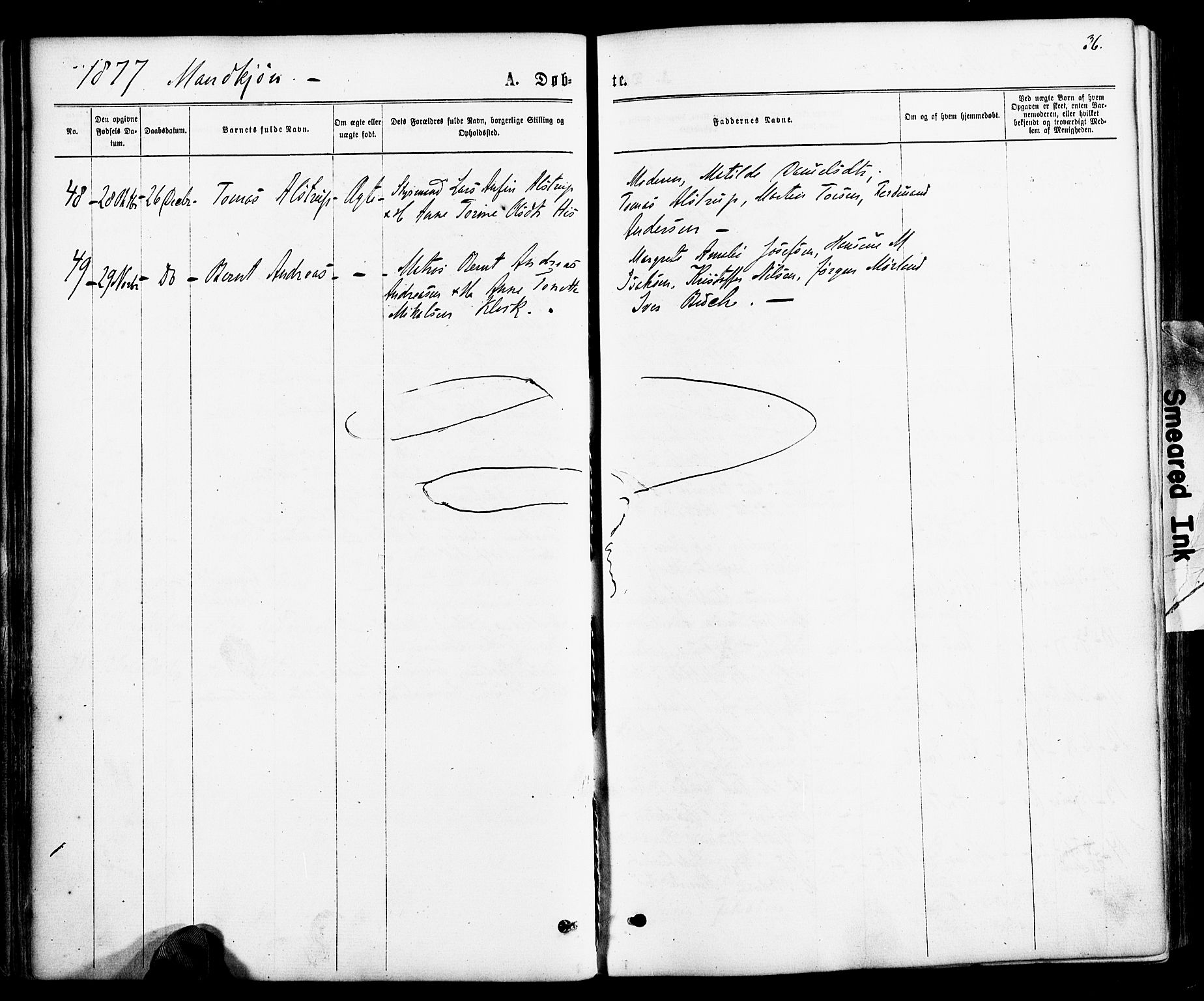 Hisøy sokneprestkontor, SAK/1111-0020/F/Fa/L0002: Parish register (official) no. A 2, 1872-1880, p. 36