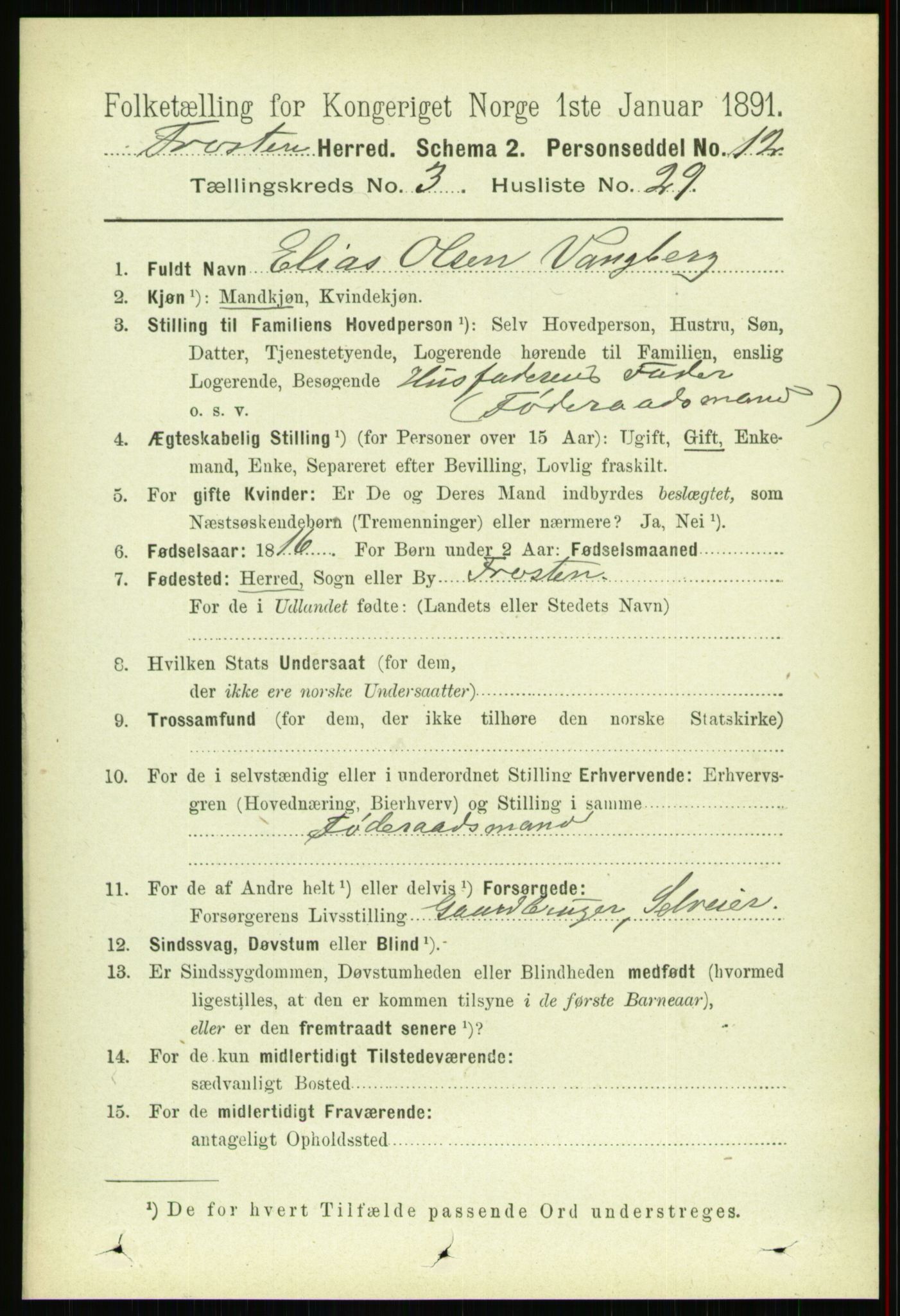 RA, 1891 census for 1717 Frosta, 1891, p. 2088