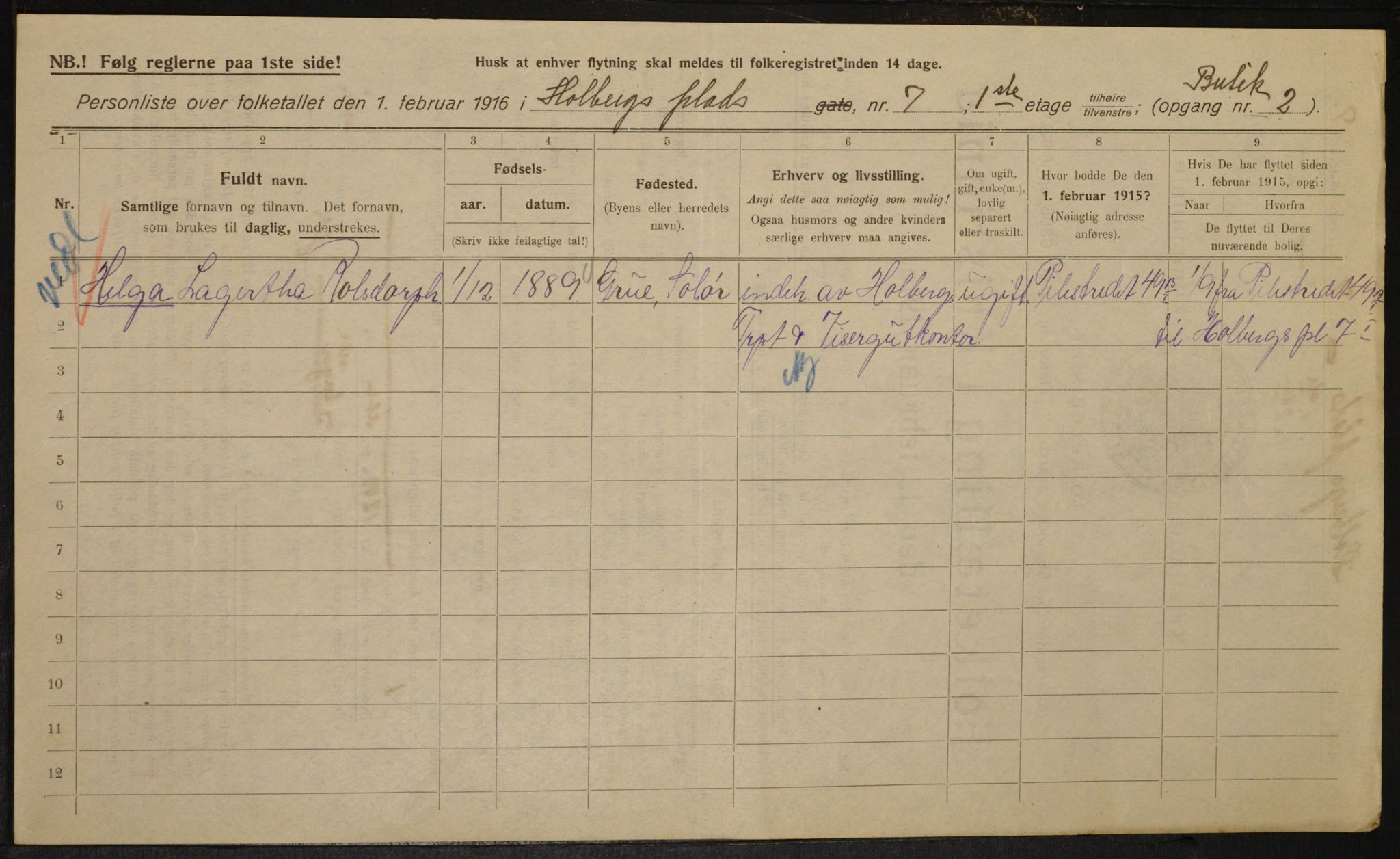 OBA, Municipal Census 1916 for Kristiania, 1916, p. 41291