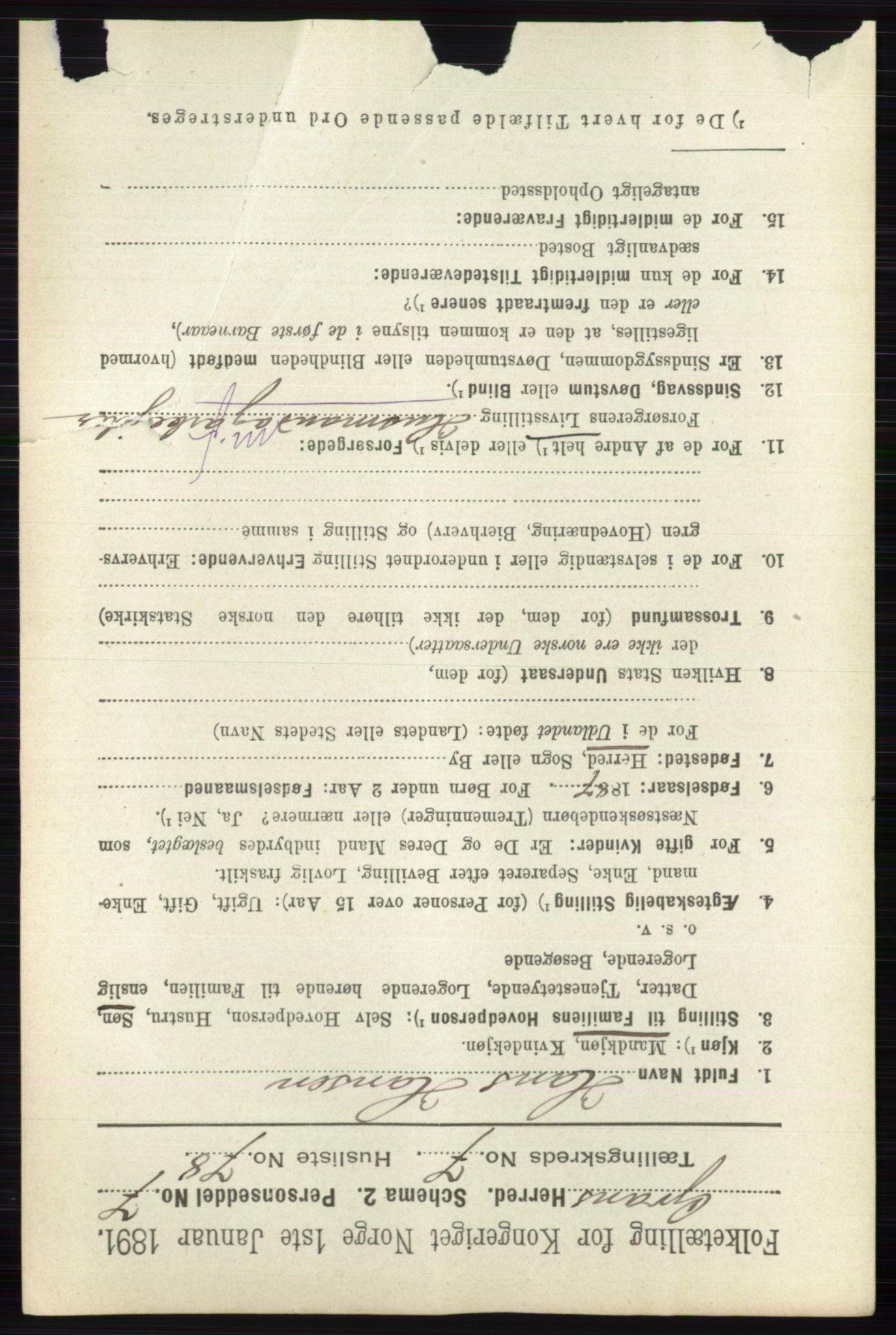 RA, 1891 census for 0534 Gran, 1891, p. 3224