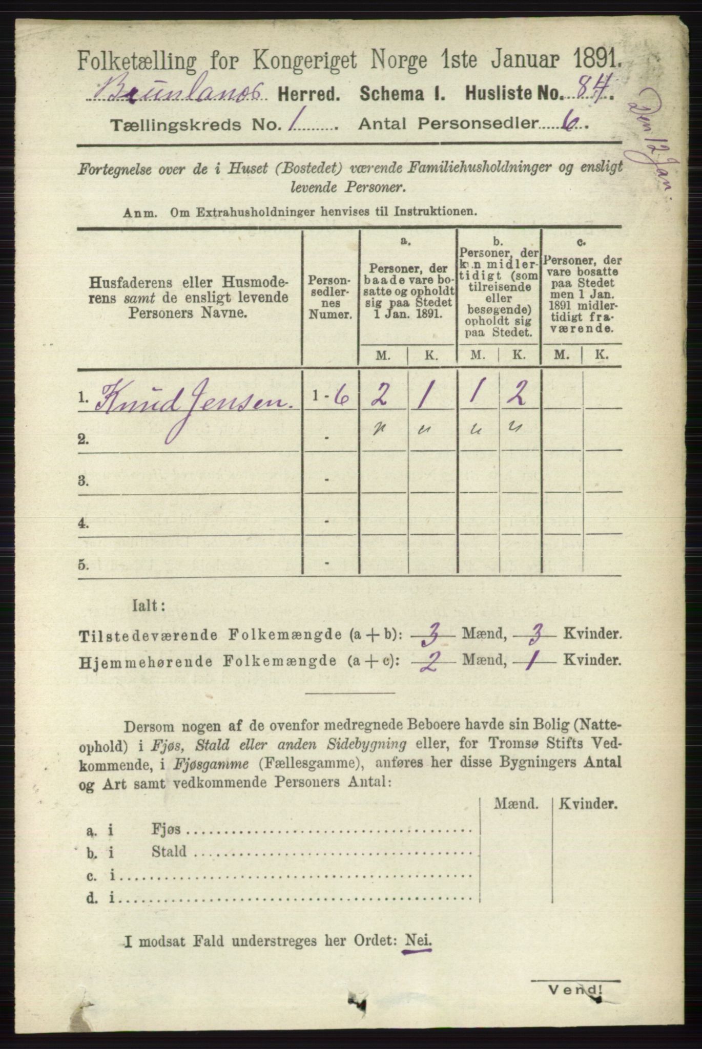 RA, 1891 census for 0726 Brunlanes, 1891, p. 122