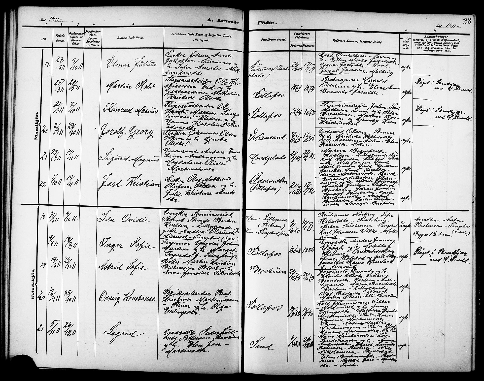 Ministerialprotokoller, klokkerbøker og fødselsregistre - Nord-Trøndelag, AV/SAT-A-1458/744/L0424: Parish register (copy) no. 744C03, 1906-1923, p. 23