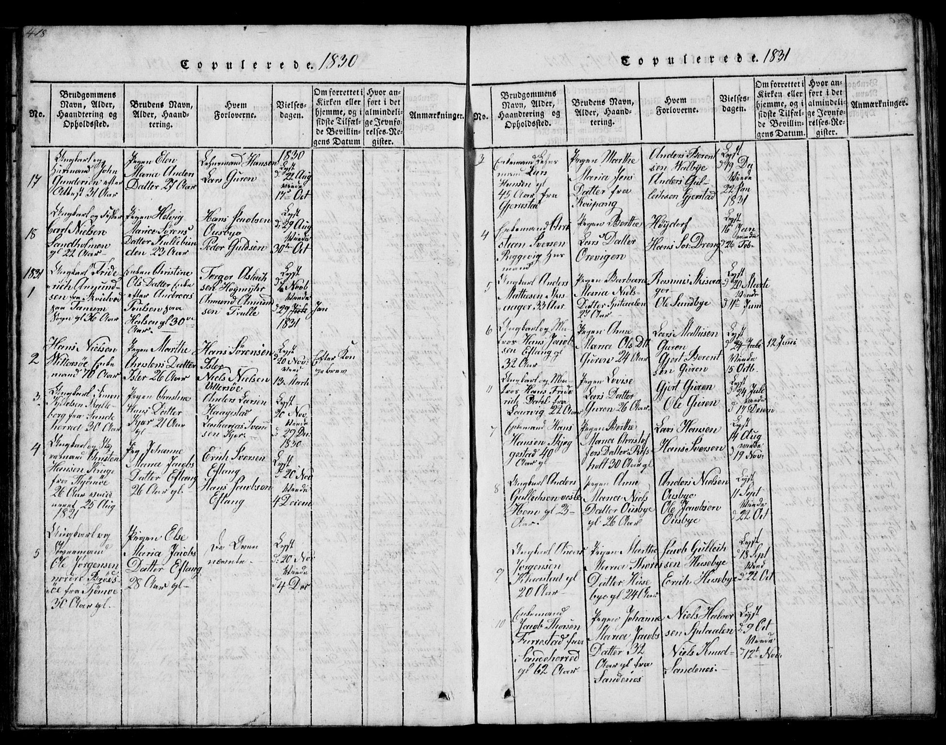 Tjølling kirkebøker, SAKO/A-60/G/Ga/L0001: Parish register (copy) no. 1, 1814-1835, p. 418