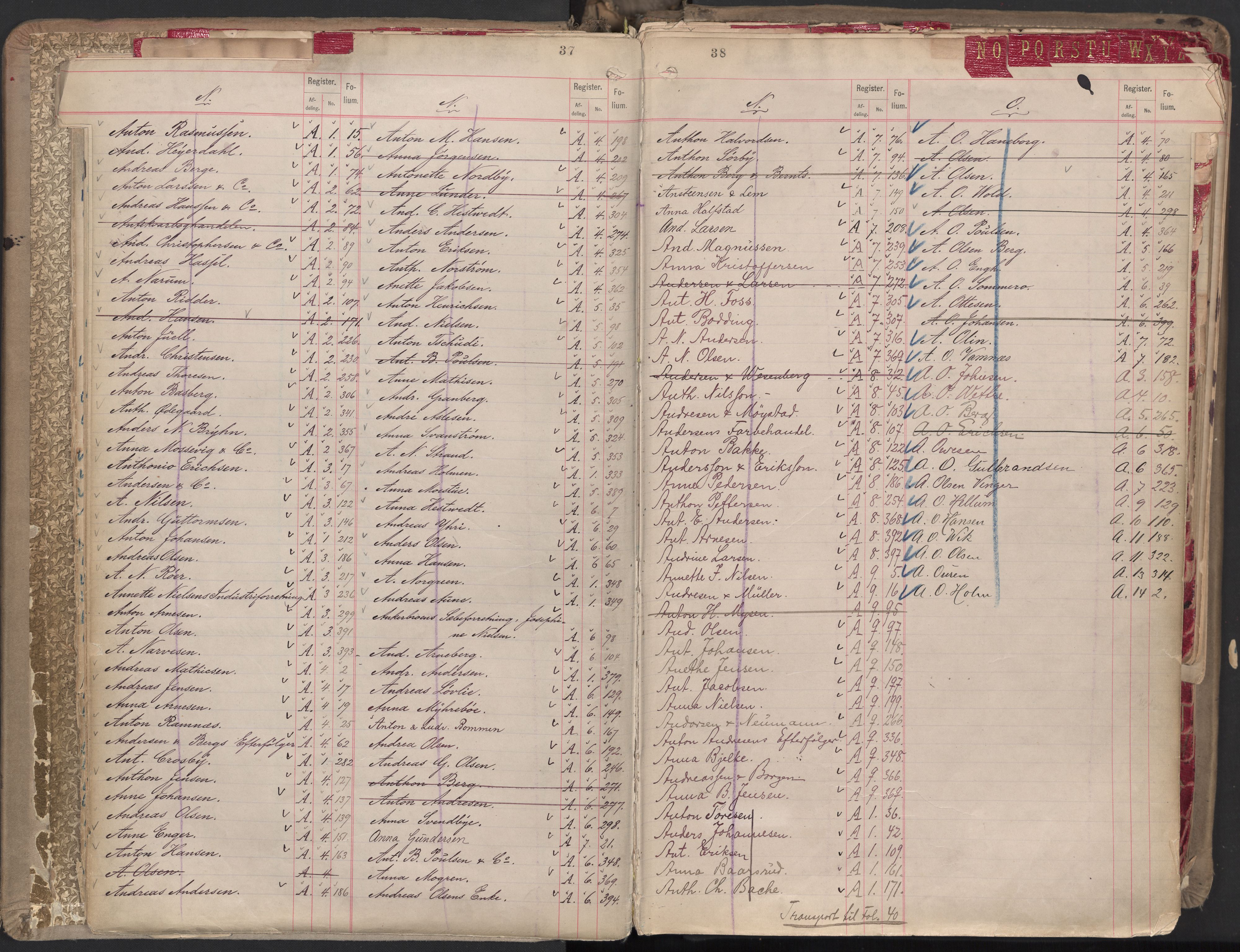 Oslo byfogd avd. II, AV/SAO-A-10942/G/Ga/Gaa/L0001: Firmaregister: A 1-15, B 1-4, C 1, 1890, p. 37-38