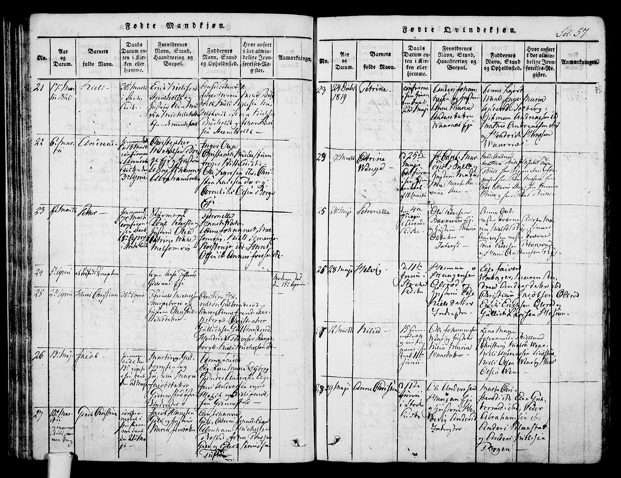 Stokke kirkebøker, AV/SAKO-A-320/F/Fa/L0005: Parish register (official) no. I 5, 1815-1826, p. 57