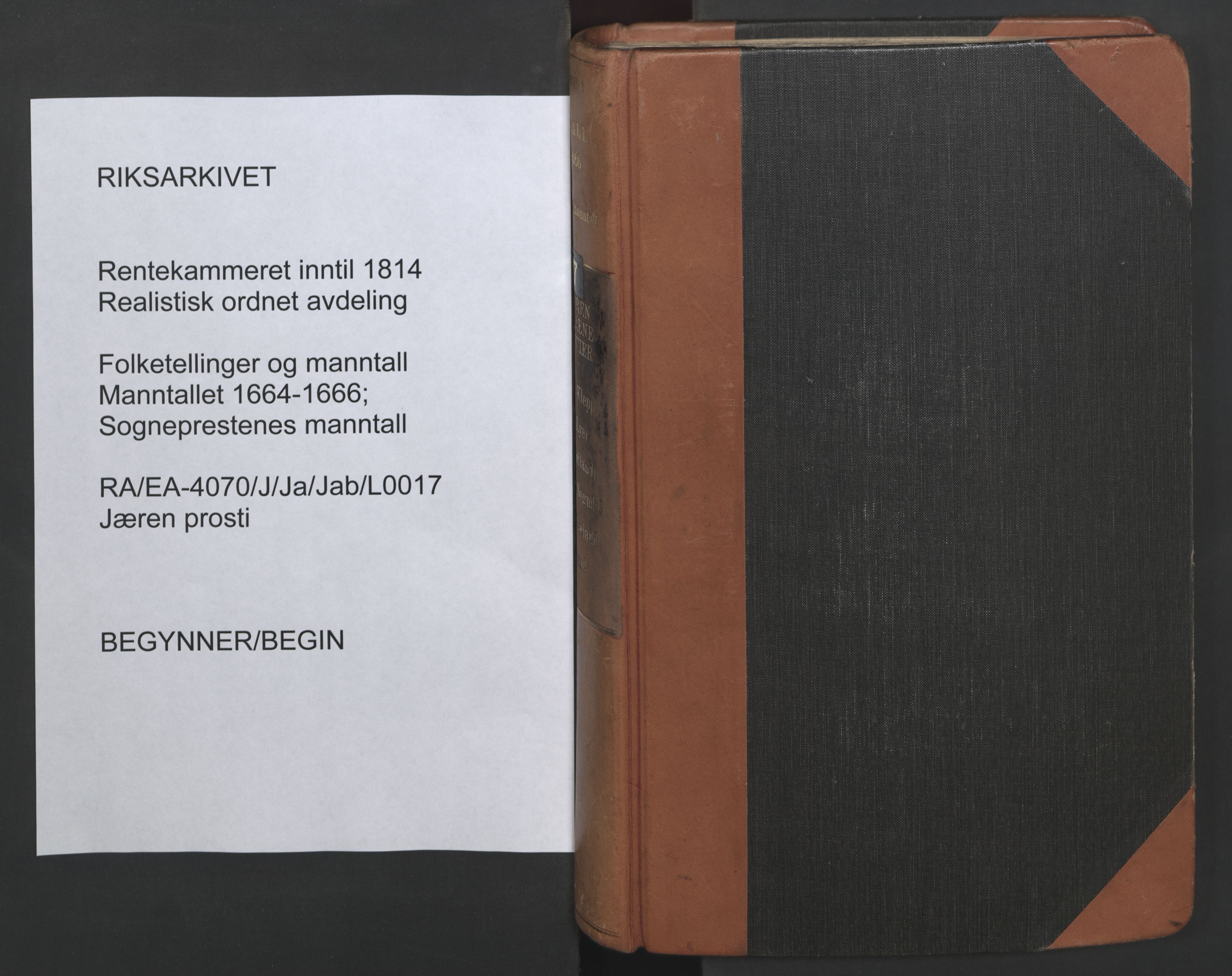 RA, Vicar's Census 1664-1666, no. 17: Jæren deanery and Dalane deanery, 1664-1666