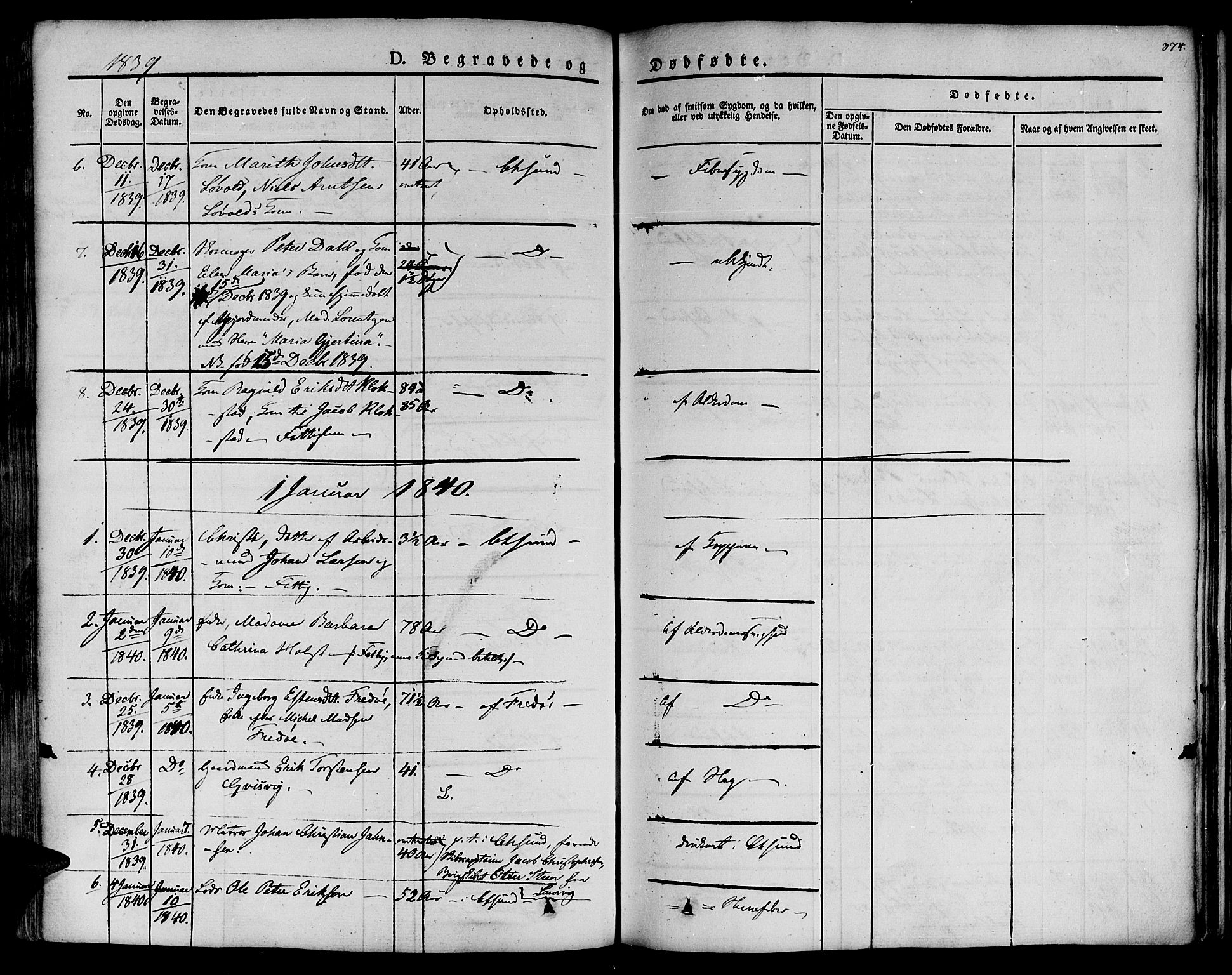 Ministerialprotokoller, klokkerbøker og fødselsregistre - Møre og Romsdal, SAT/A-1454/572/L0843: Parish register (official) no. 572A06, 1832-1842, p. 374
