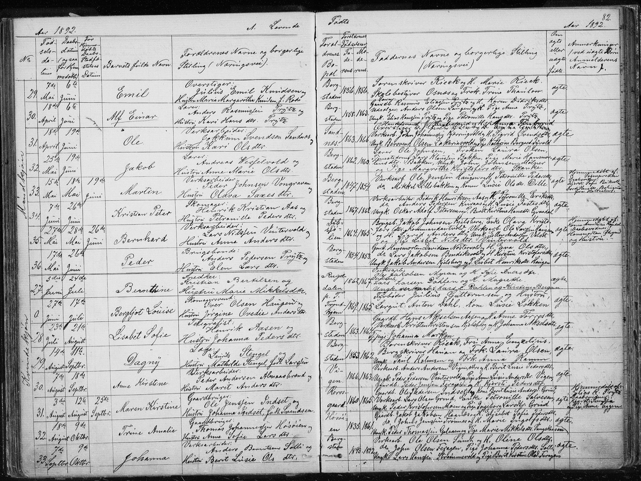 Ministerialprotokoller, klokkerbøker og fødselsregistre - Sør-Trøndelag, AV/SAT-A-1456/681/L0940: Parish register (copy) no. 681C04, 1880-1895, p. 82