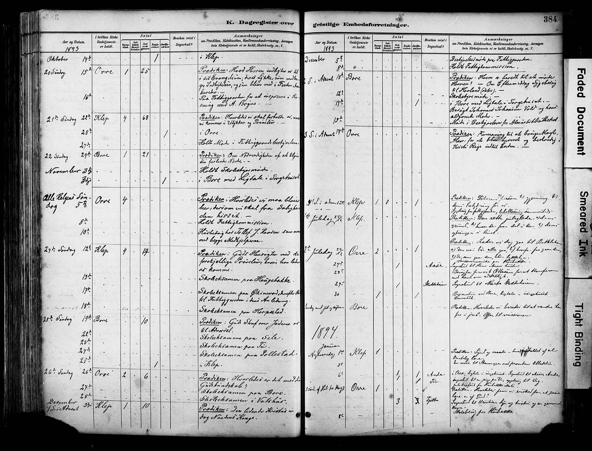 Klepp sokneprestkontor, AV/SAST-A-101803/001/3/30BA/L0009: Parish register (official) no. A 7, 1886-1915, p. 384