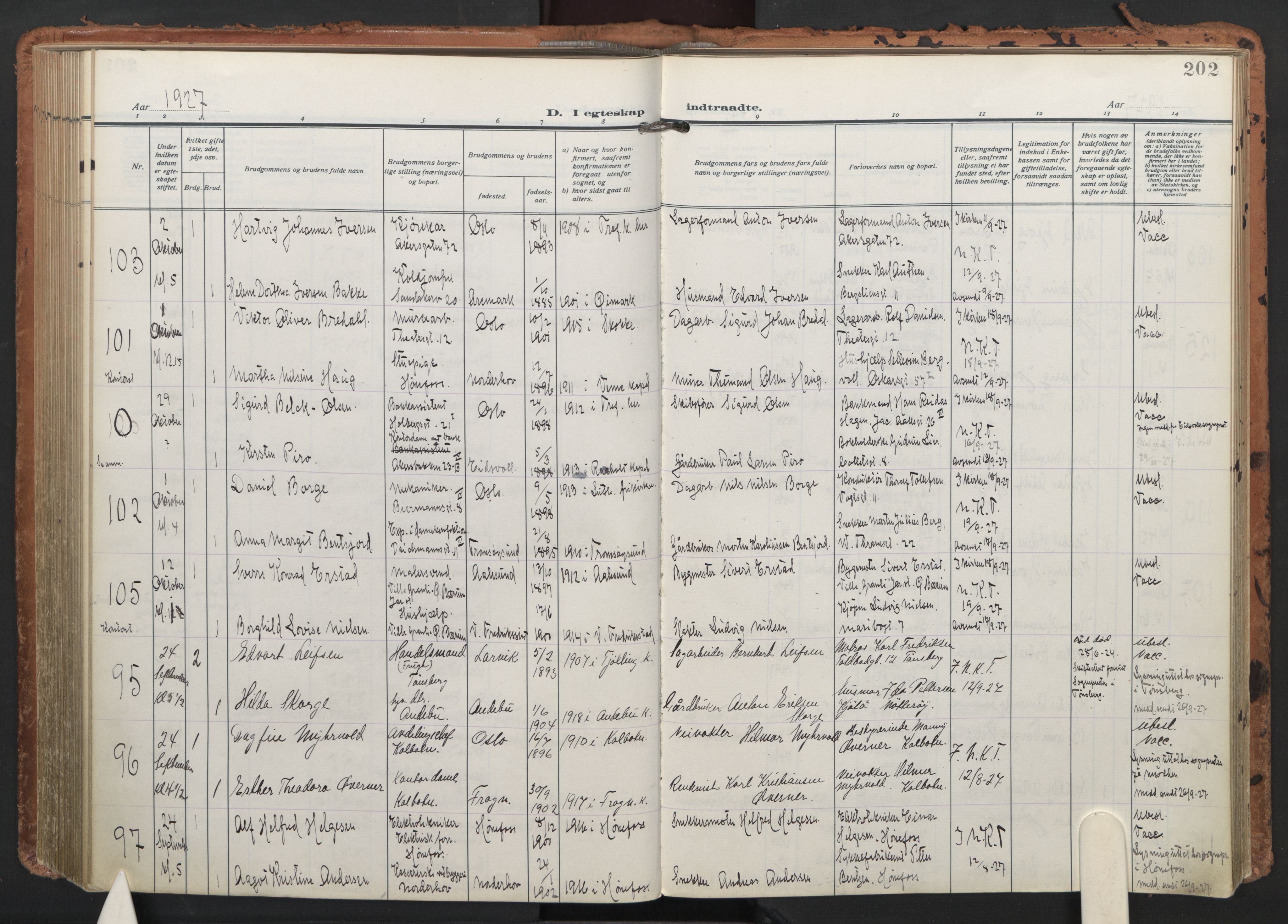 Trefoldighet prestekontor Kirkebøker, AV/SAO-A-10882/F/Fc/L0008: Parish register (official) no. III 8, 1920-1932, p. 202