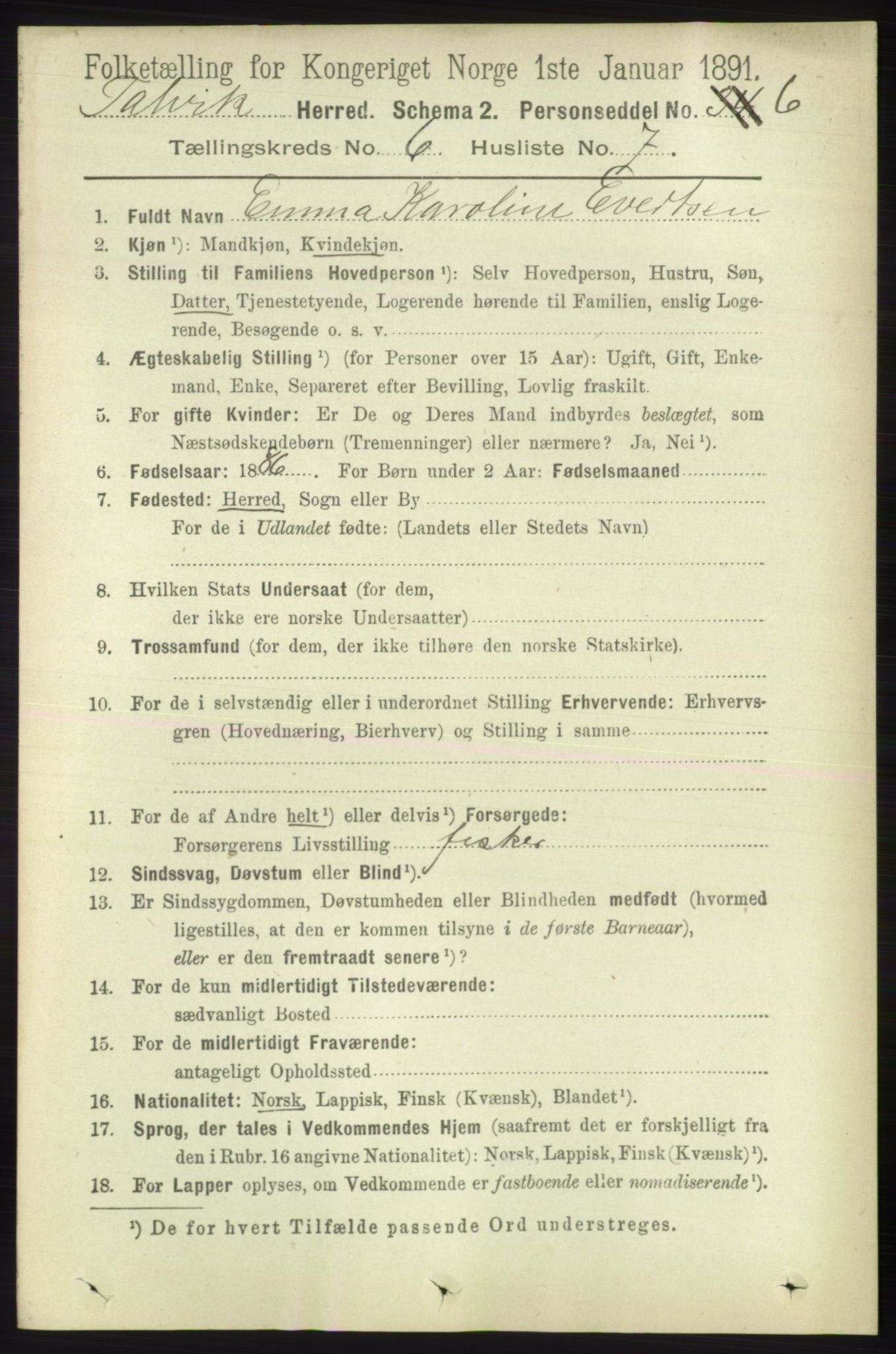RA, 1891 census for 2013 Talvik, 1891, p. 1648