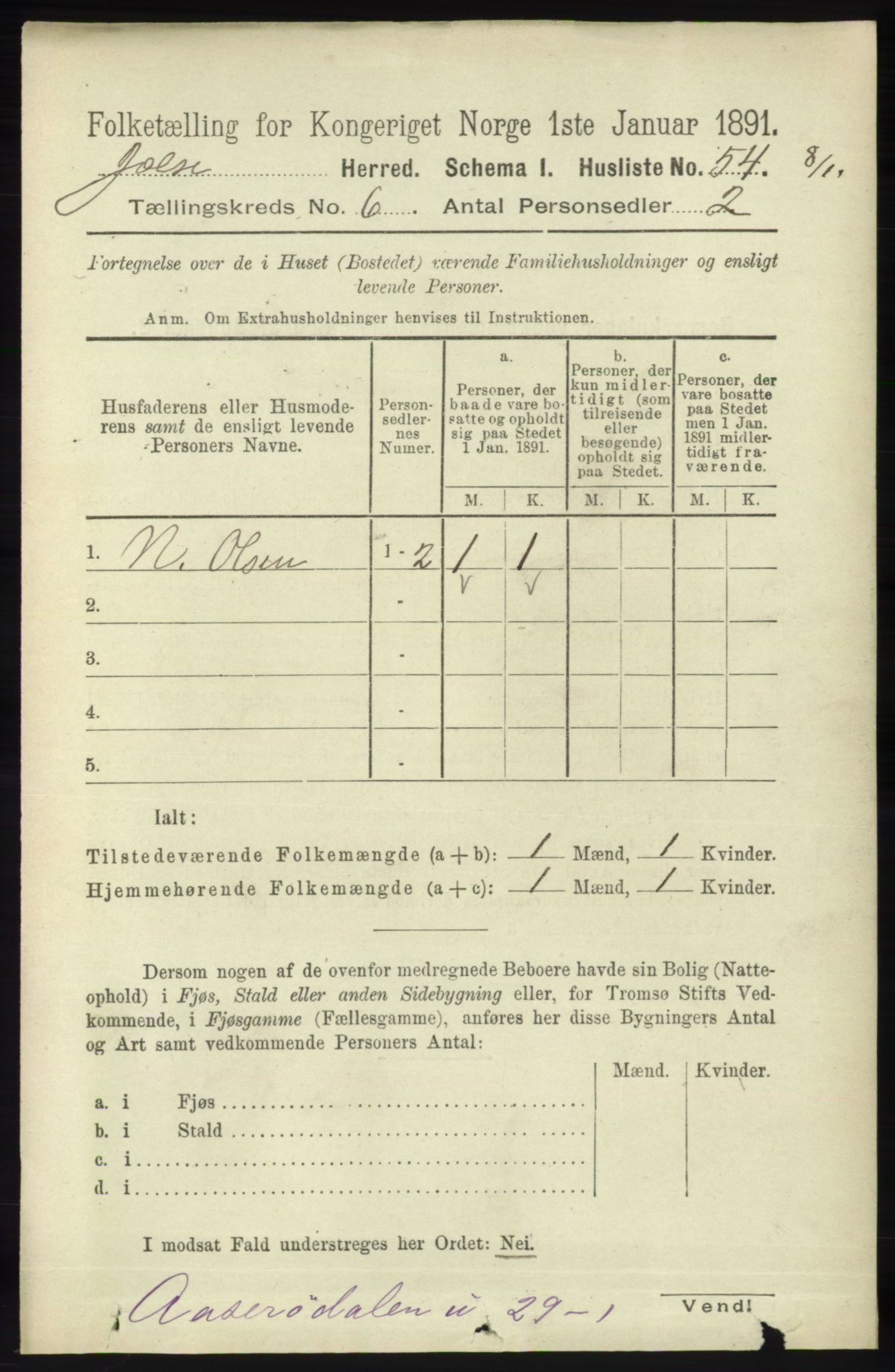 RA, 1891 census for 1138 Jelsa, 1891, p. 1208