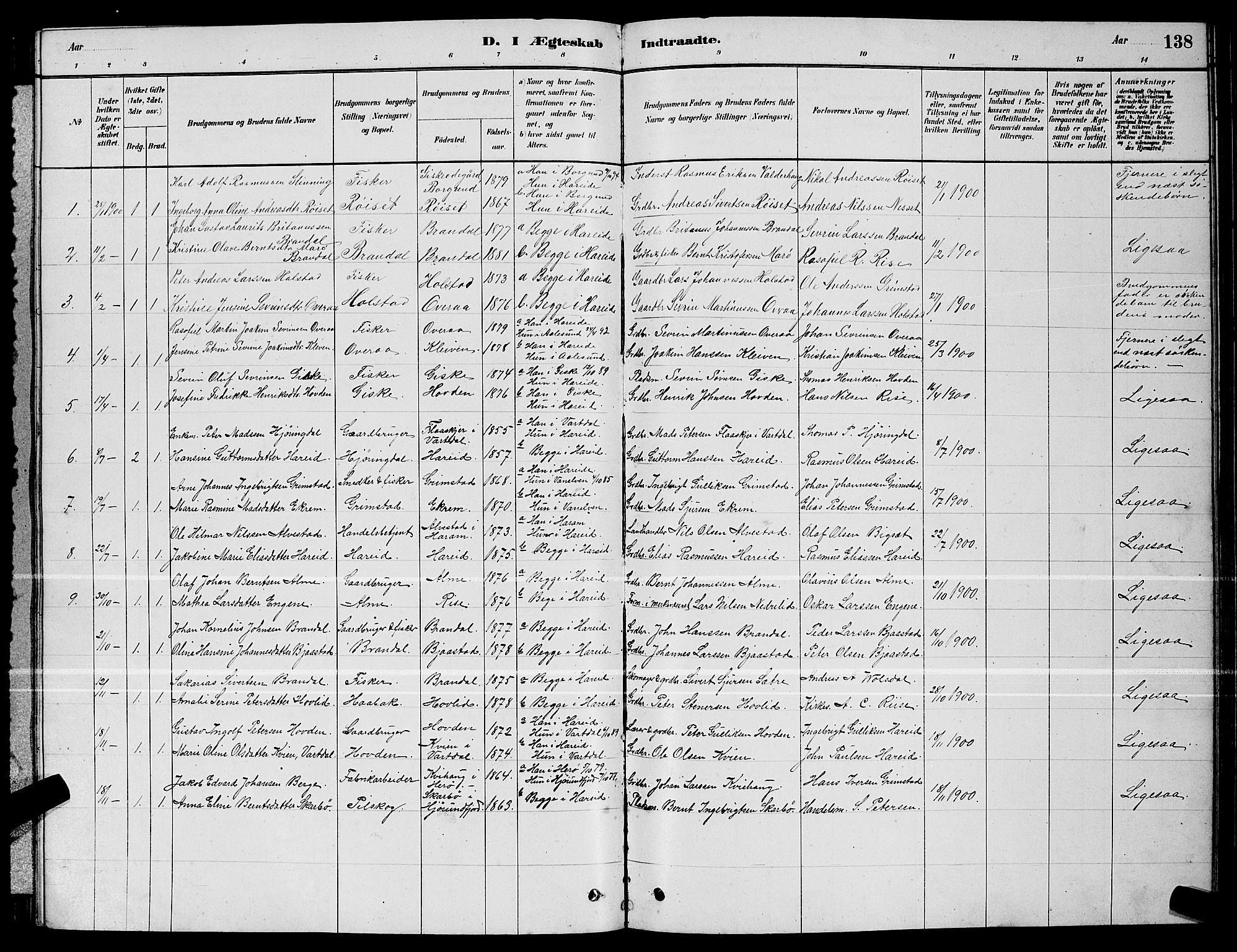 Ministerialprotokoller, klokkerbøker og fødselsregistre - Møre og Romsdal, AV/SAT-A-1454/510/L0125: Parish register (copy) no. 510C02, 1878-1900, p. 138