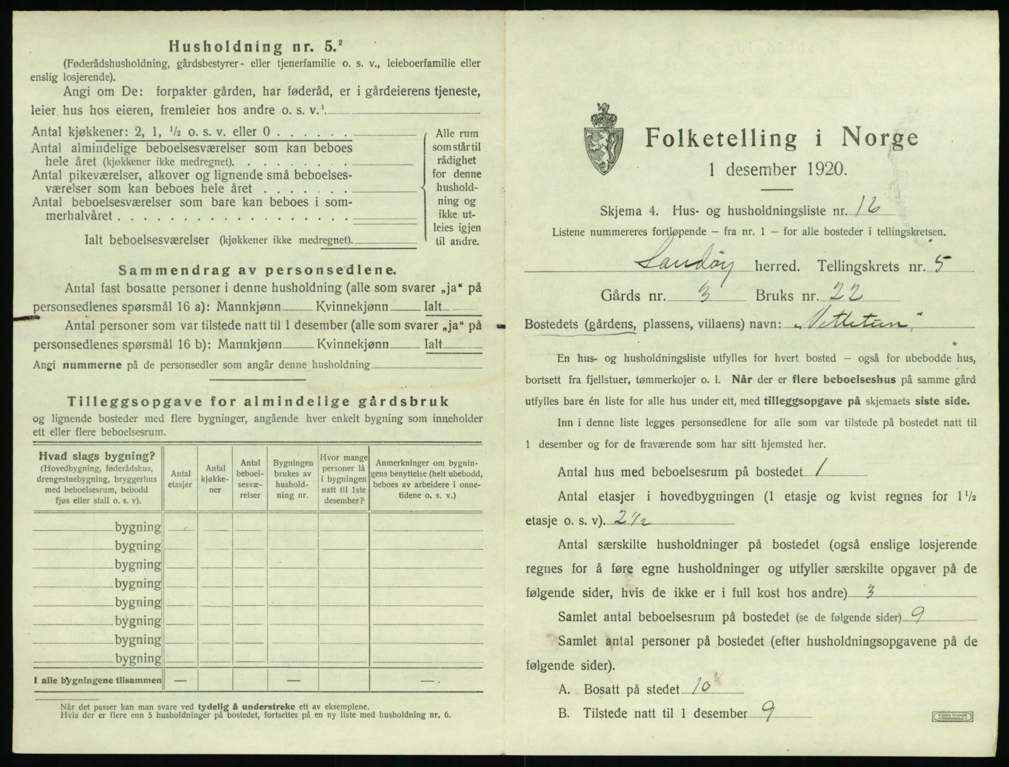 SAT, 1920 census for Sandøy, 1920, p. 274