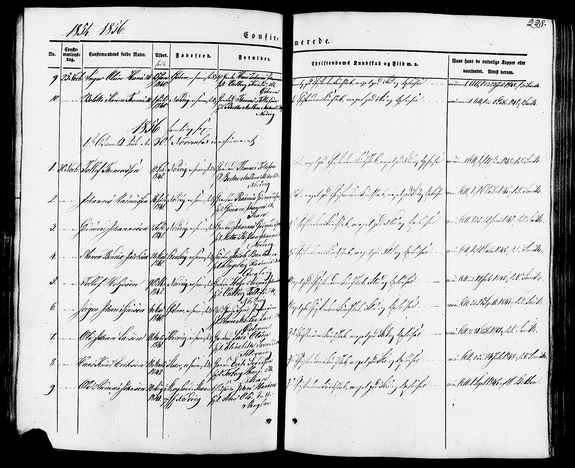 Torvastad sokneprestkontor, AV/SAST-A -101857/H/Ha/Haa/L0007: Parish register (official) no. A 7, 1838-1882, p. 228