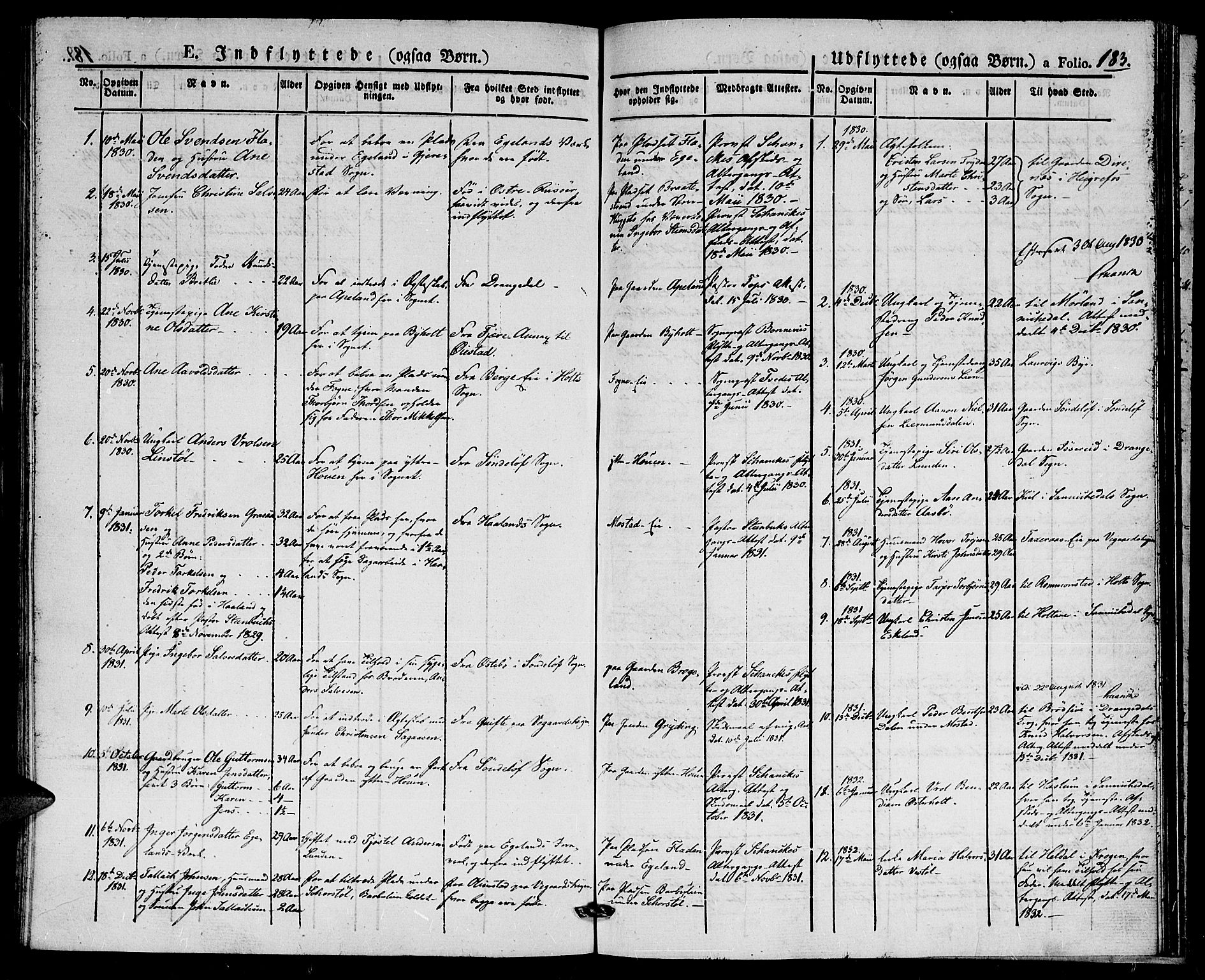 Gjerstad sokneprestkontor, SAK/1111-0014/F/Fa/Faa/L0005: Parish register (official) no. A 5, 1829-1841, p. 183