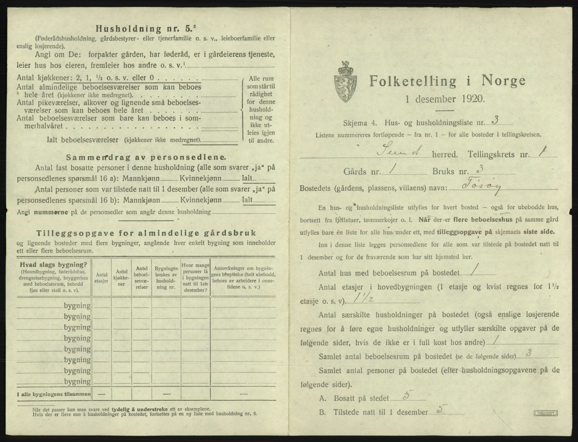 SAB, 1920 census for Sund, 1920, p. 42