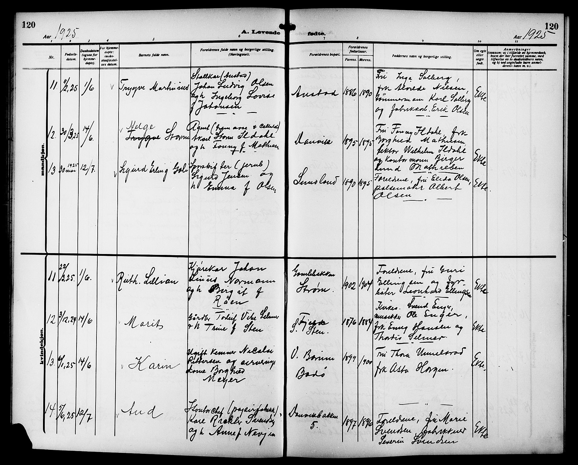 Strømsgodset kirkebøker, AV/SAKO-A-324/G/Ga/L0003: Parish register (copy) no. 3, 1911-1926, p. 120