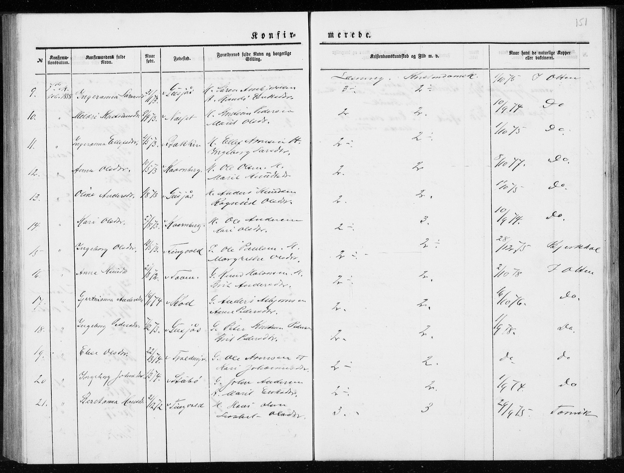 Ministerialprotokoller, klokkerbøker og fødselsregistre - Møre og Romsdal, AV/SAT-A-1454/551/L0631: Parish register (copy) no. 551C03, 1886-1894, p. 151