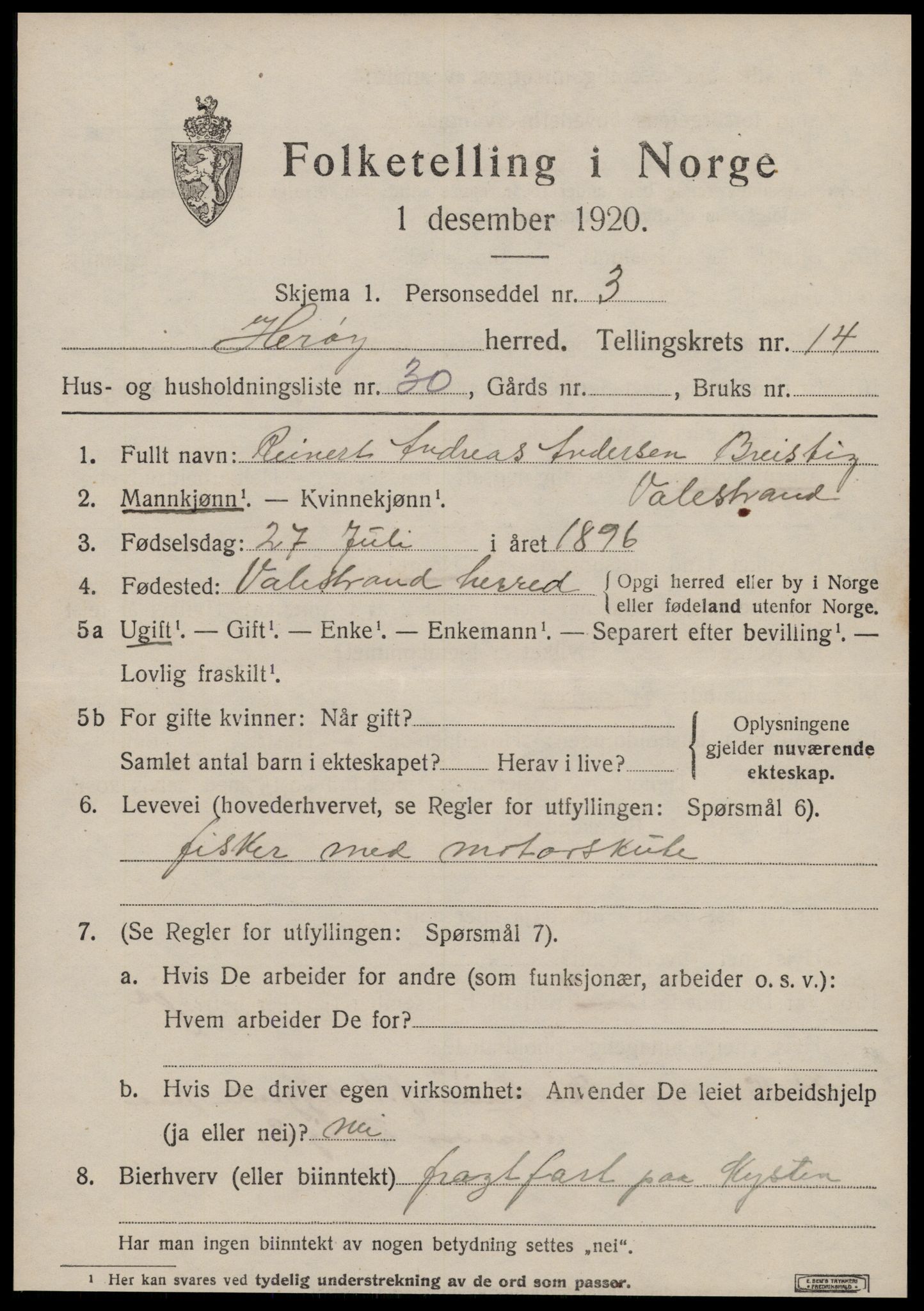 SAT, 1920 census for Herøy (MR), 1920, p. 9385