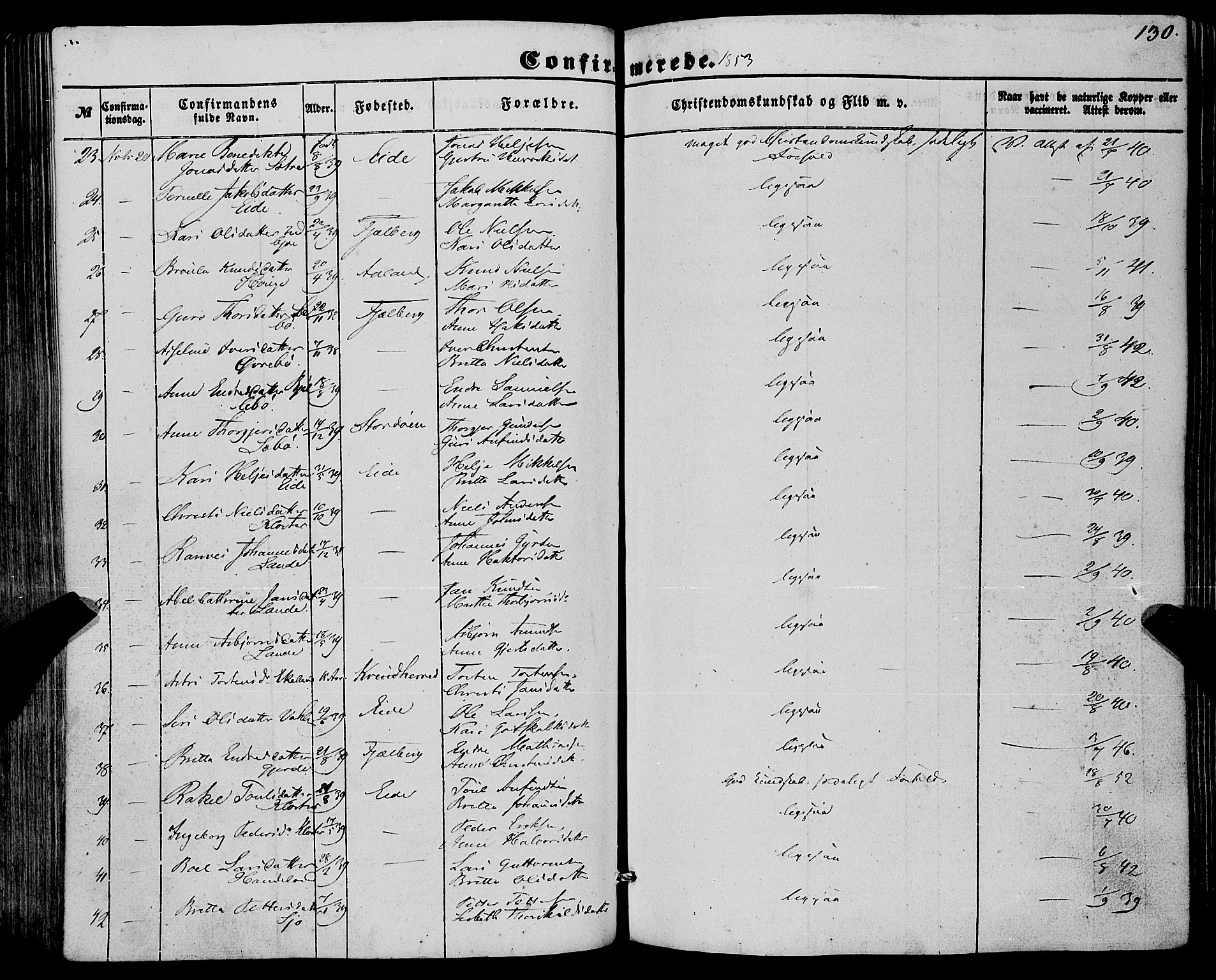 Fjelberg sokneprestembete, SAB/A-75201/H/Haa: Parish register (official) no. A 7, 1851-1867, p. 130