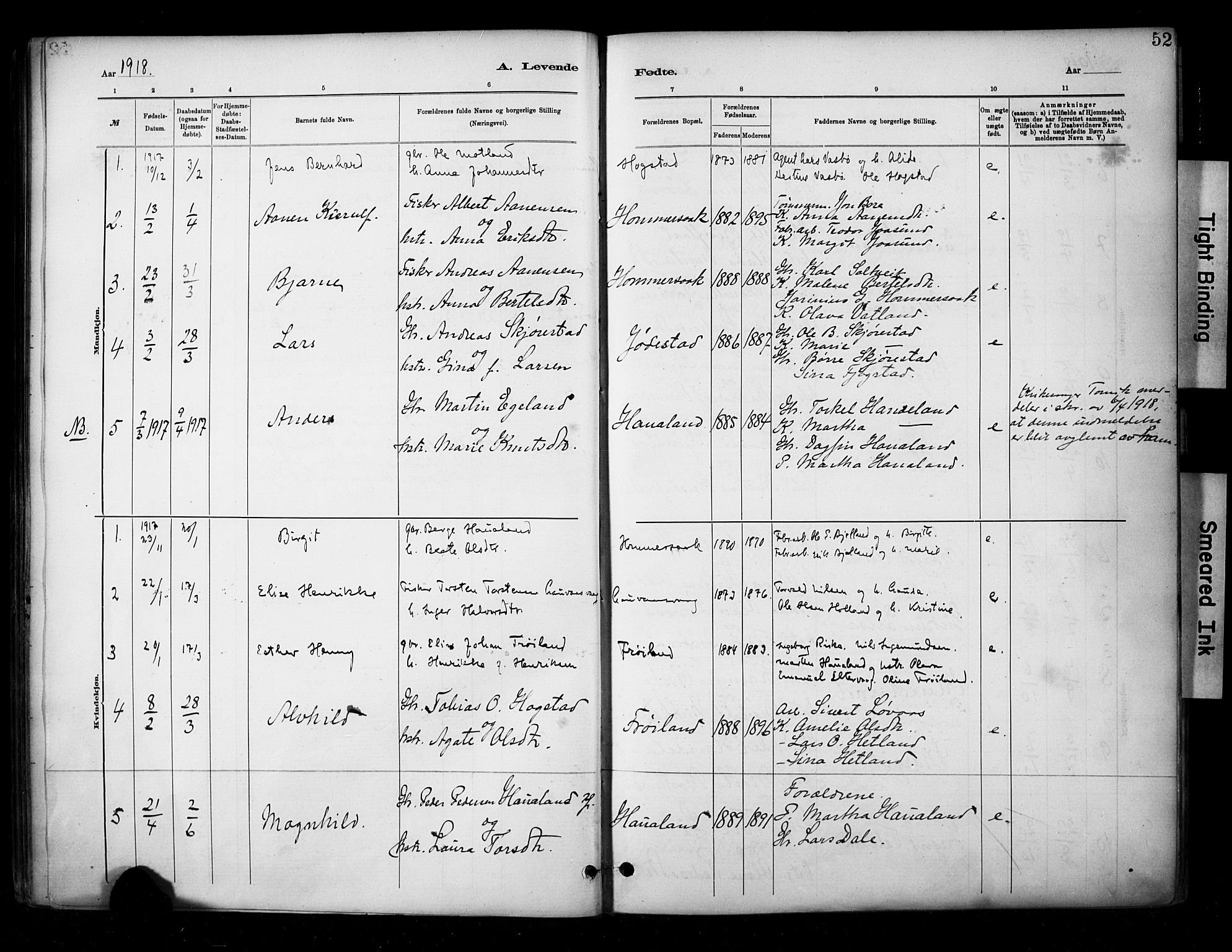 Hetland sokneprestkontor, AV/SAST-A-101826/30/30BA/L0010: Parish register (official) no. A 10, 1882-1925, p. 52