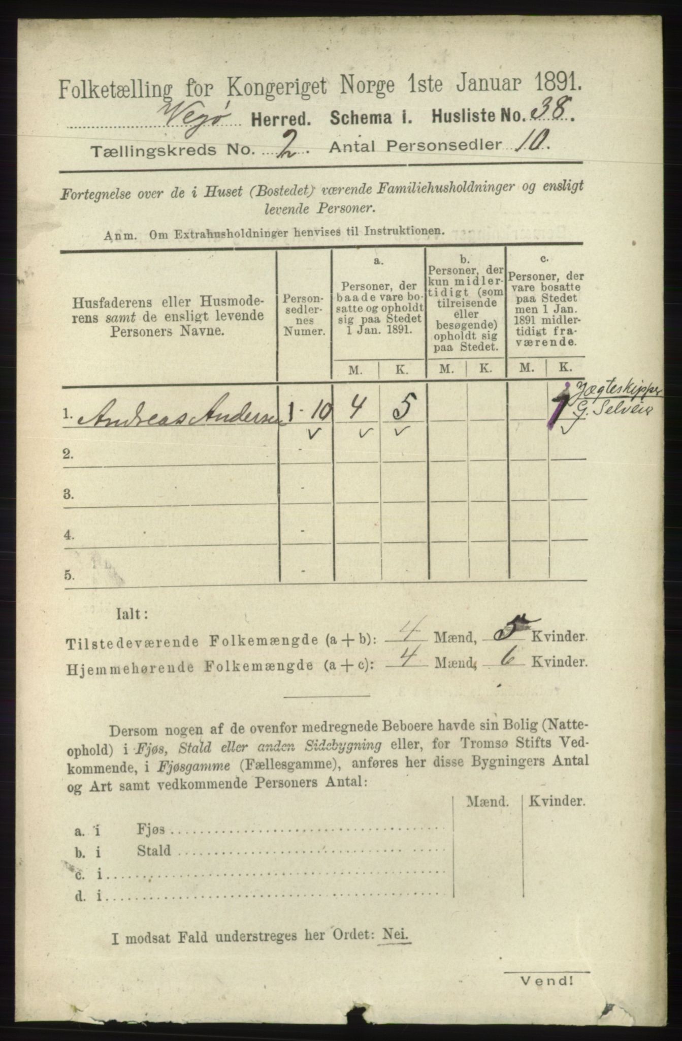 RA, 1891 census for 1815 Vega, 1891, p. 597