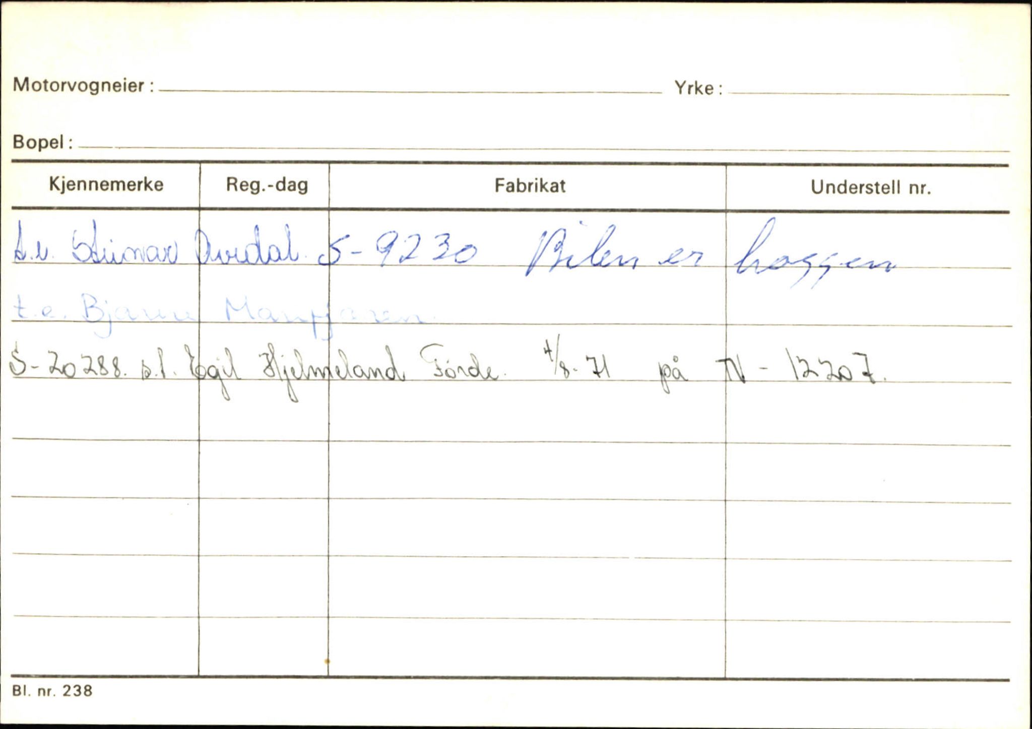 Statens vegvesen, Sogn og Fjordane vegkontor, SAB/A-5301/4/F/L0130: Eigarregister Eid T-Å. Høyanger A-O, 1945-1975, p. 372