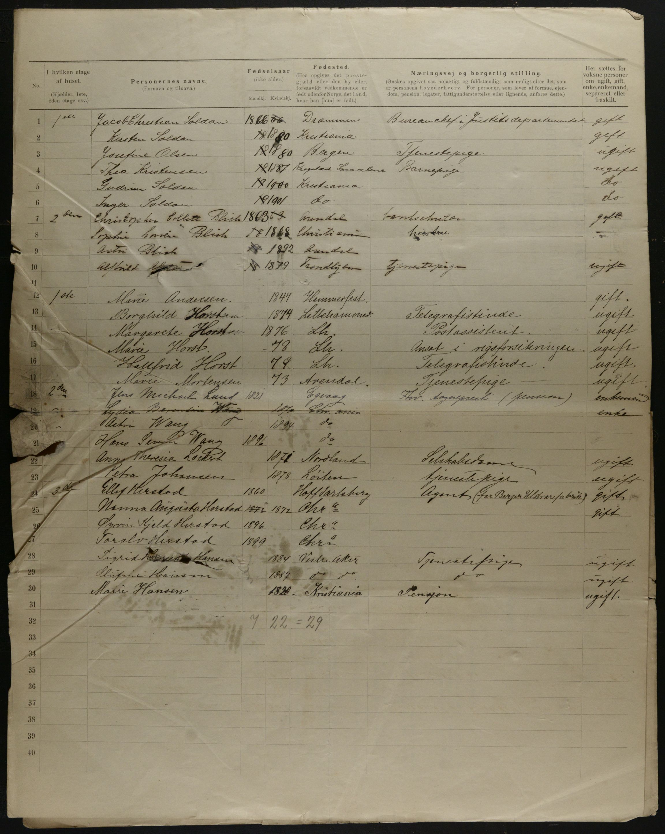 OBA, Municipal Census 1901 for Kristiania, 1901, p. 18775