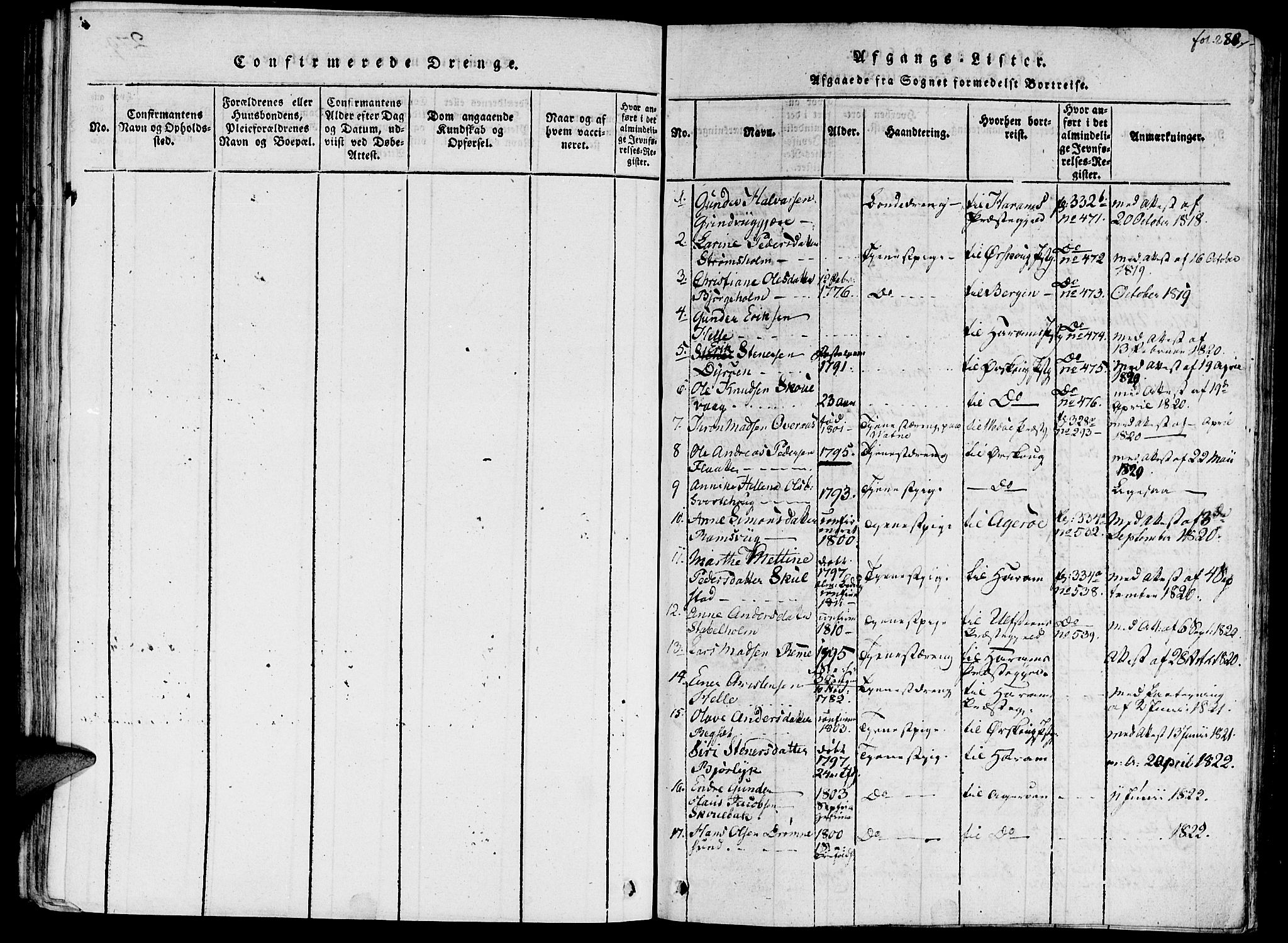 Ministerialprotokoller, klokkerbøker og fødselsregistre - Møre og Romsdal, SAT/A-1454/524/L0351: Parish register (official) no. 524A03, 1816-1838, p. 280